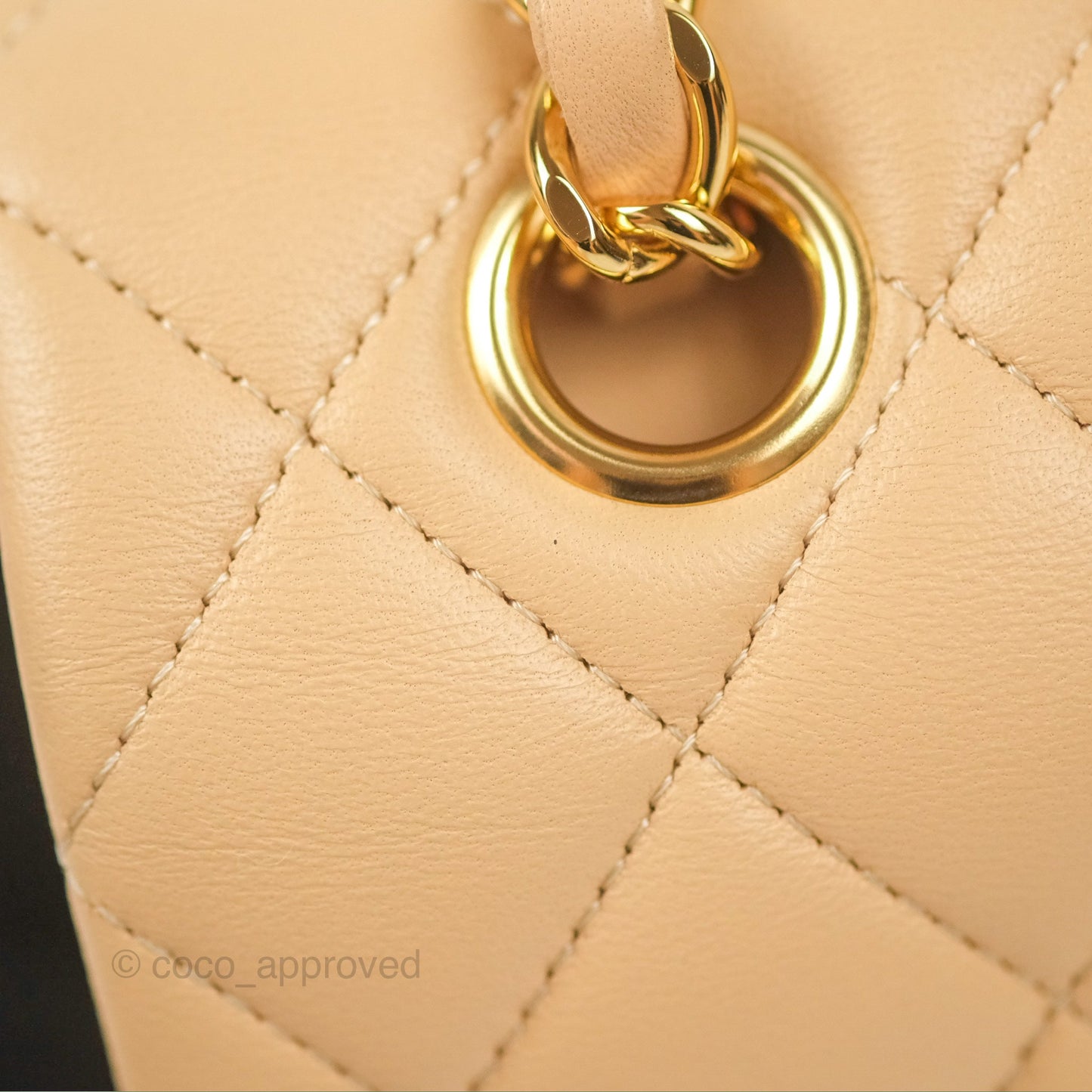 Chanel Classic M/L Medium Flap Quilted Beige Lambskin Gold Hardware
