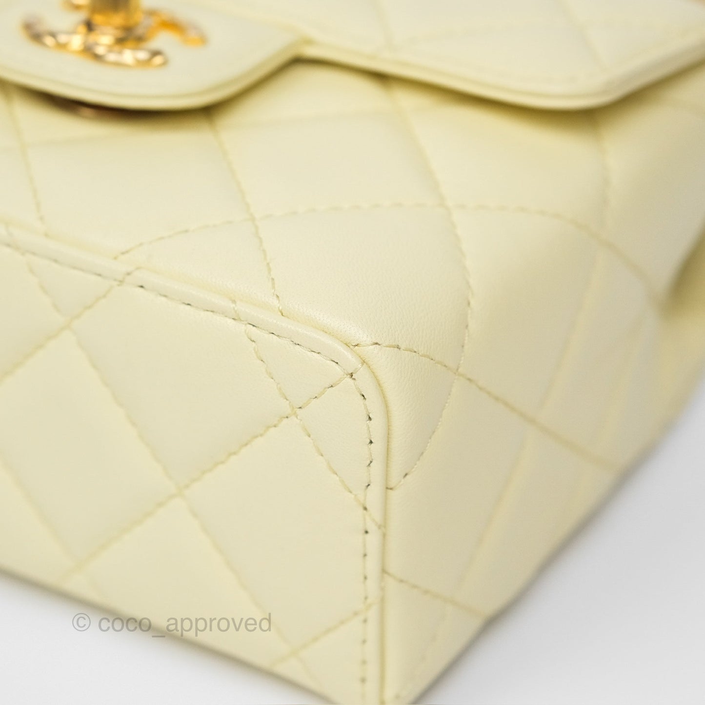 Chanel Crush Top Handle Flap Bag Yellow Lambskin Aged Gold Hardware