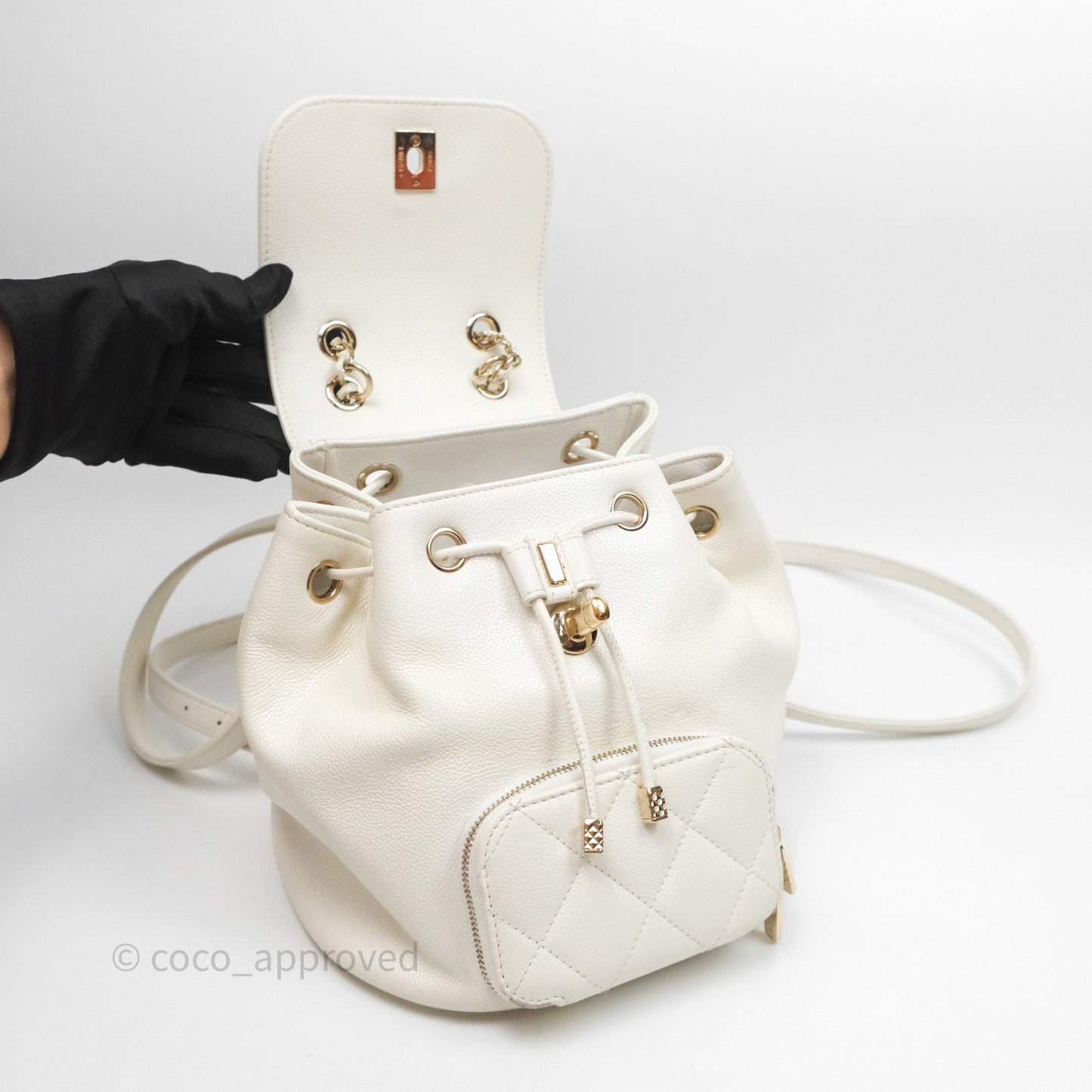 Chanel Quilted Business Affinity Backpack Ivory White Caviar Gold Hardware