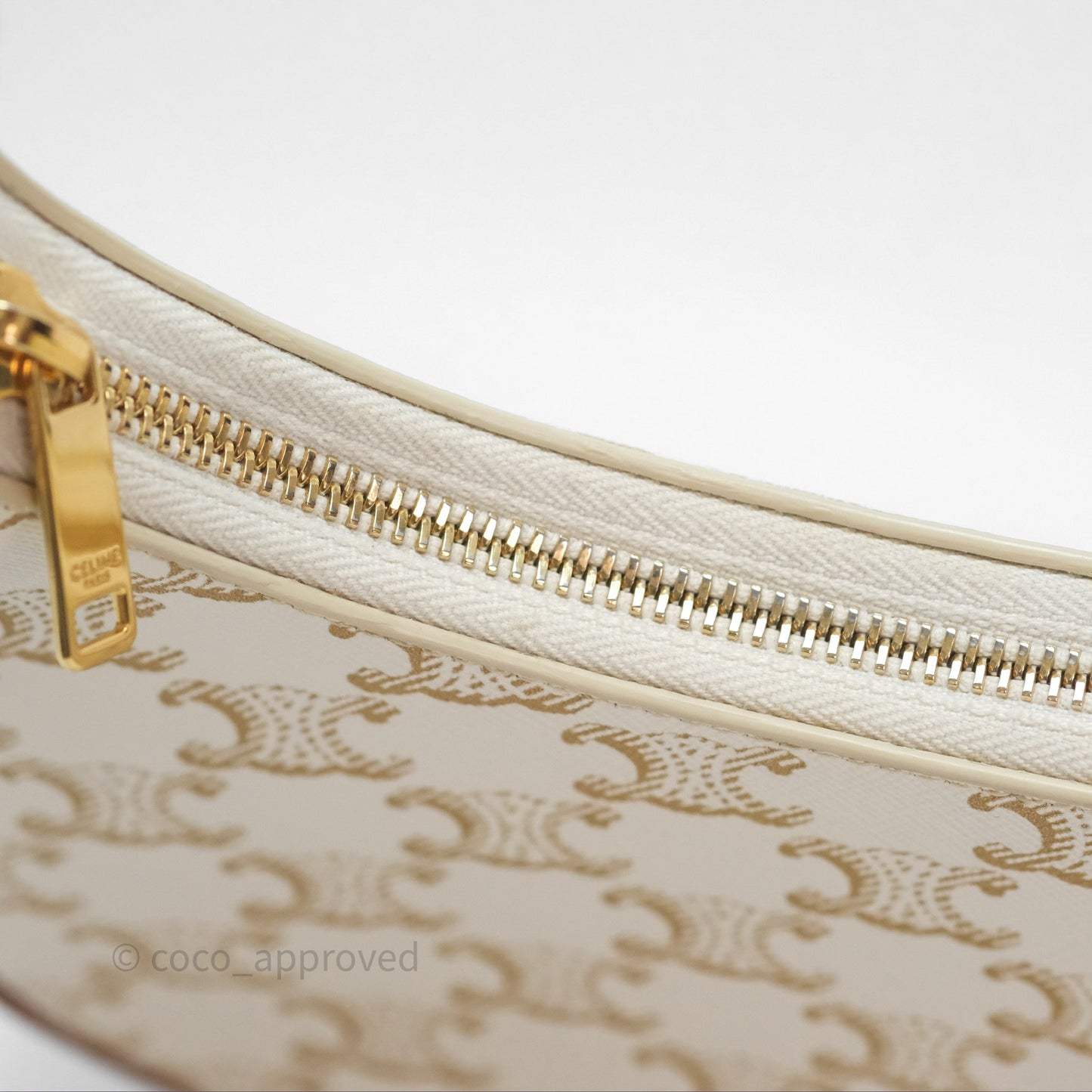 Celine Ava Bag In Triomphe Canvas Calfskin White