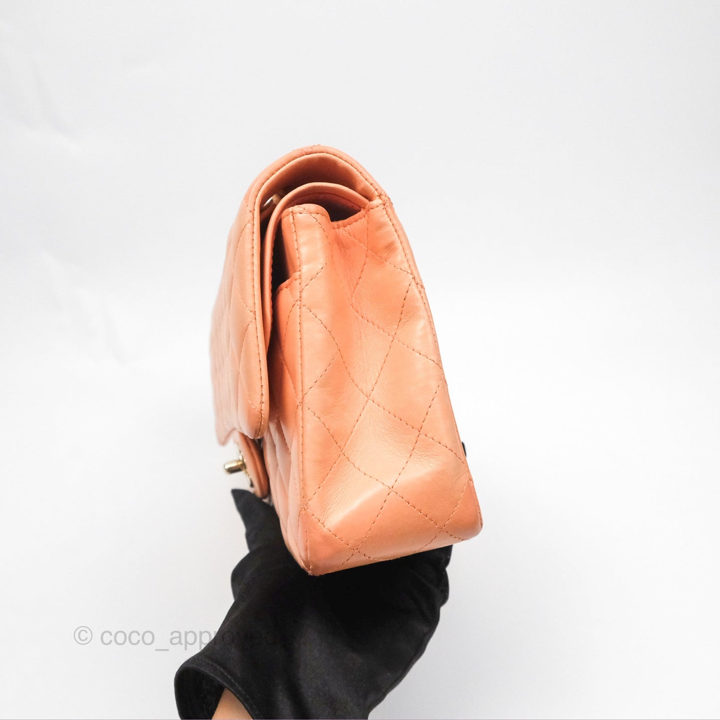 Chanel Classic M/L Medium Flap Quilted Peach Lambskin Gold Hardware