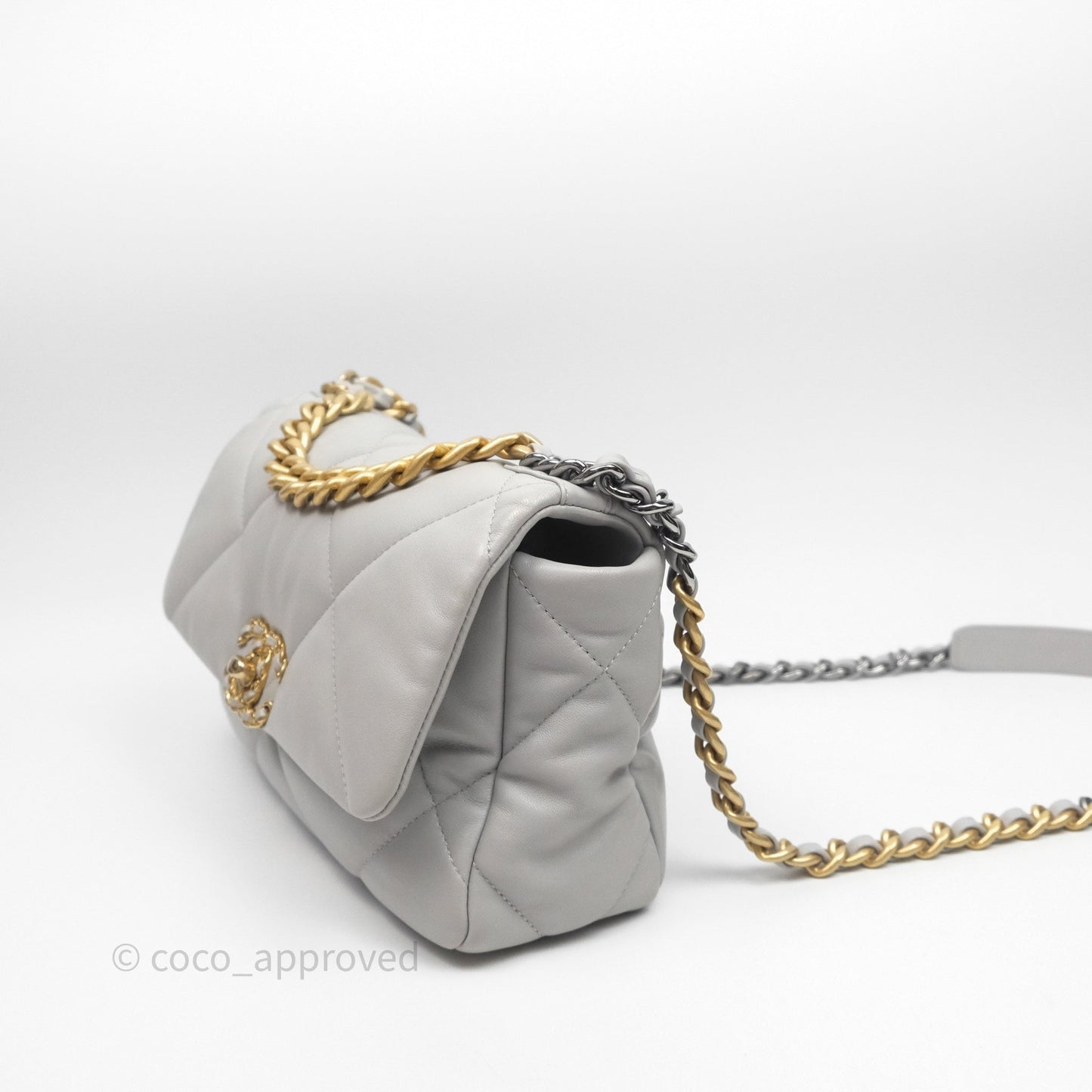 Chanel 19 Small Light Grey Mixed Hardware