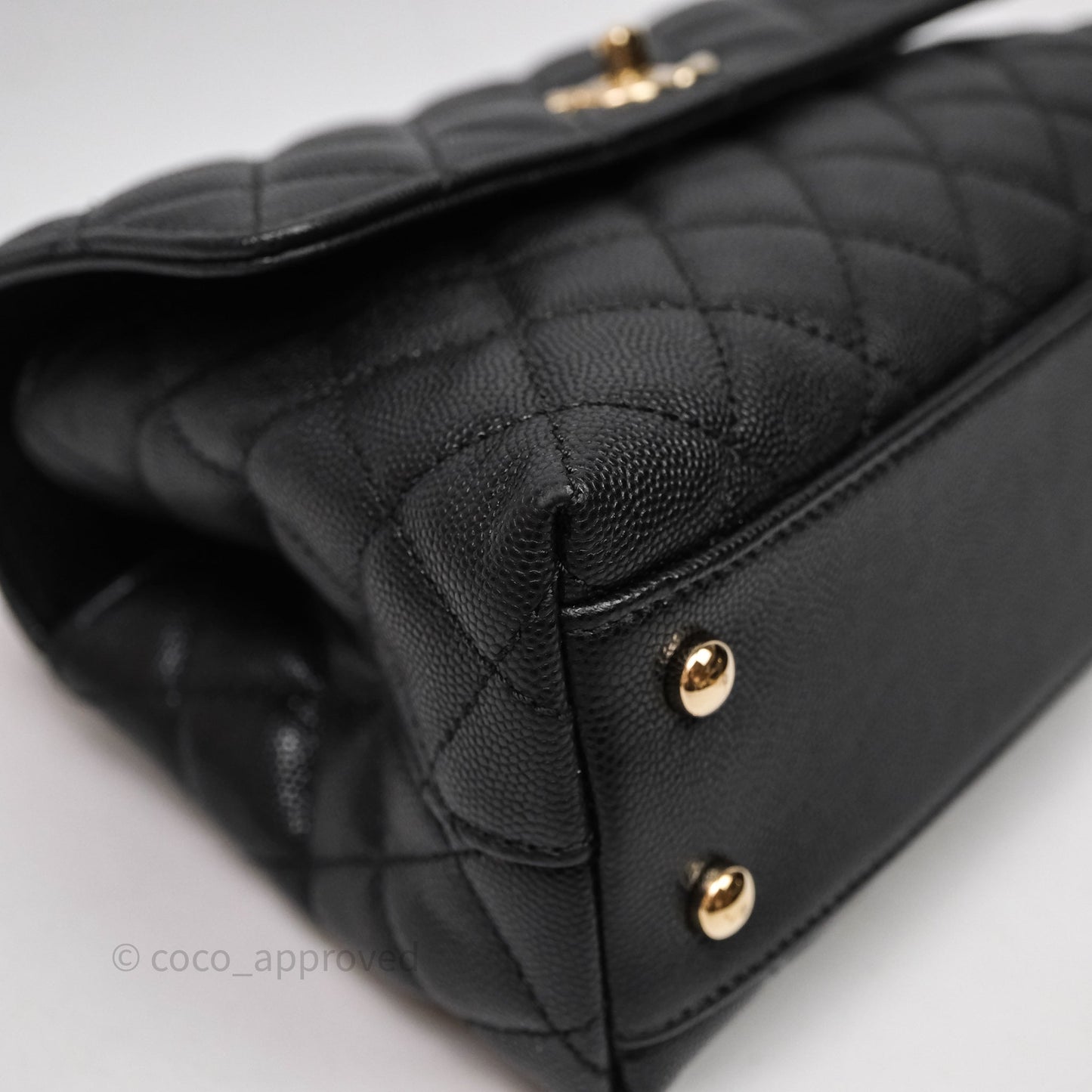 Chanel Small Coco Handle Black Caviar Light Gold Hardware