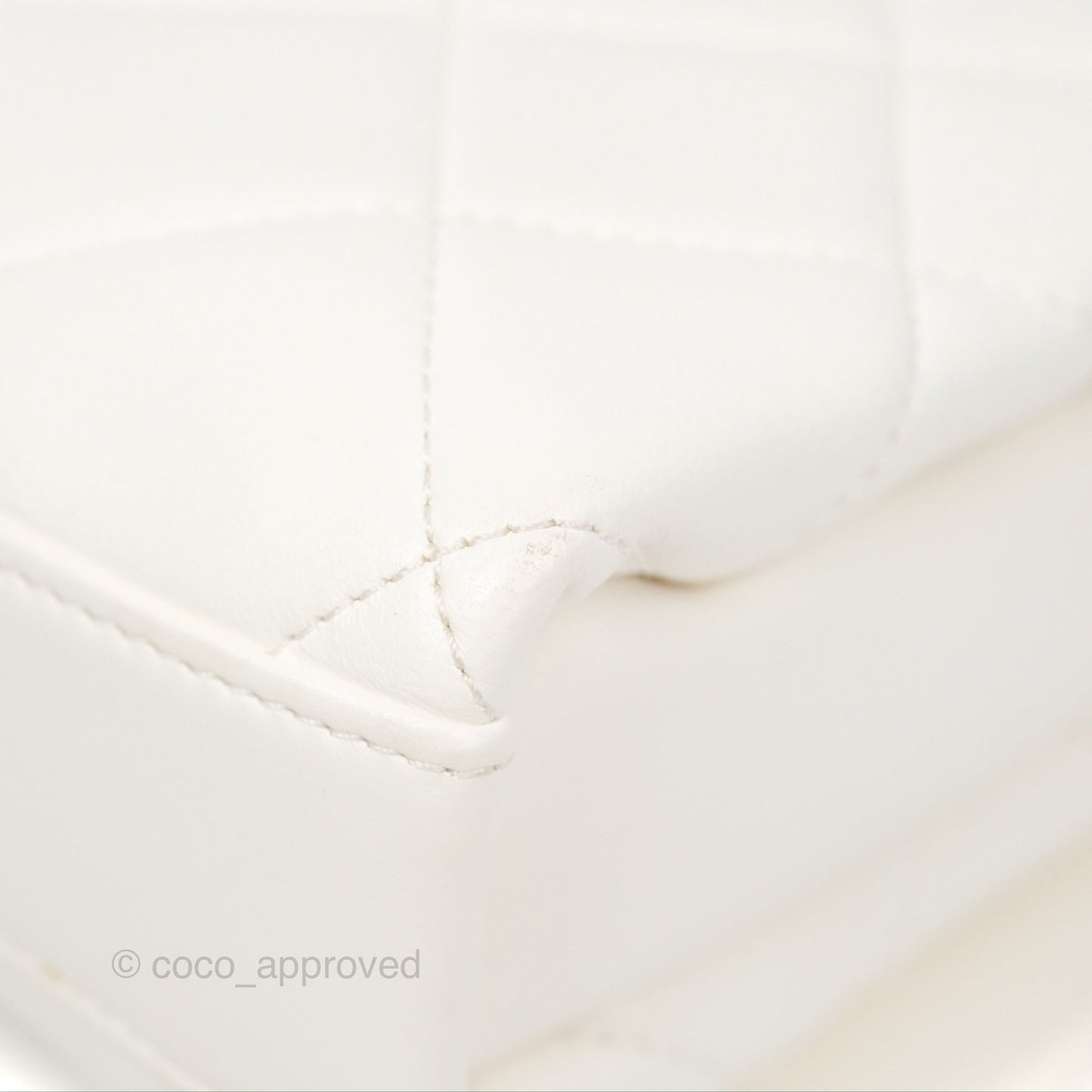 Chanel Crystal Logo Handle Flap Bag White Lambskin 22S