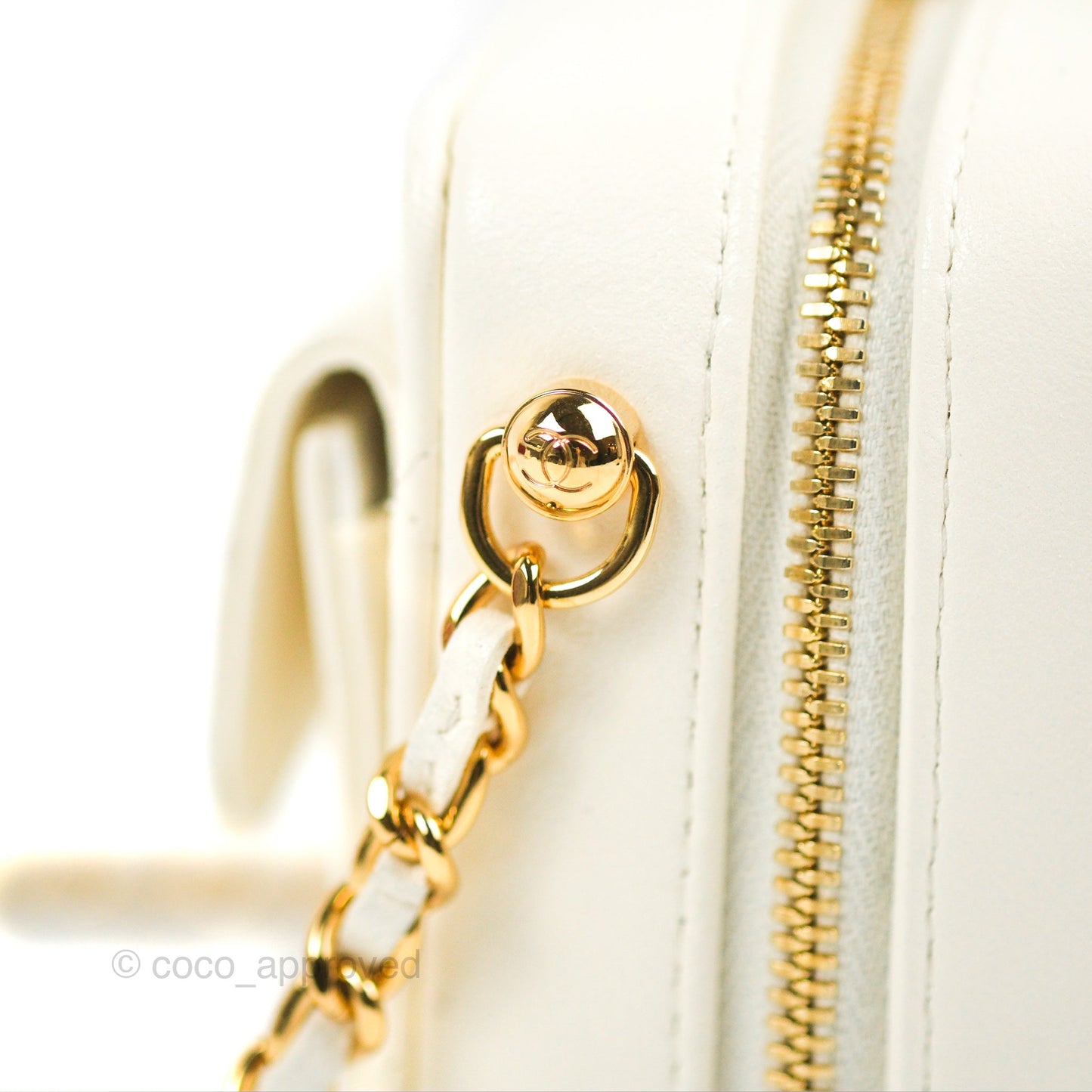 Chanel Mini Vanity Case with Chain White Lambskin Gold Hardware