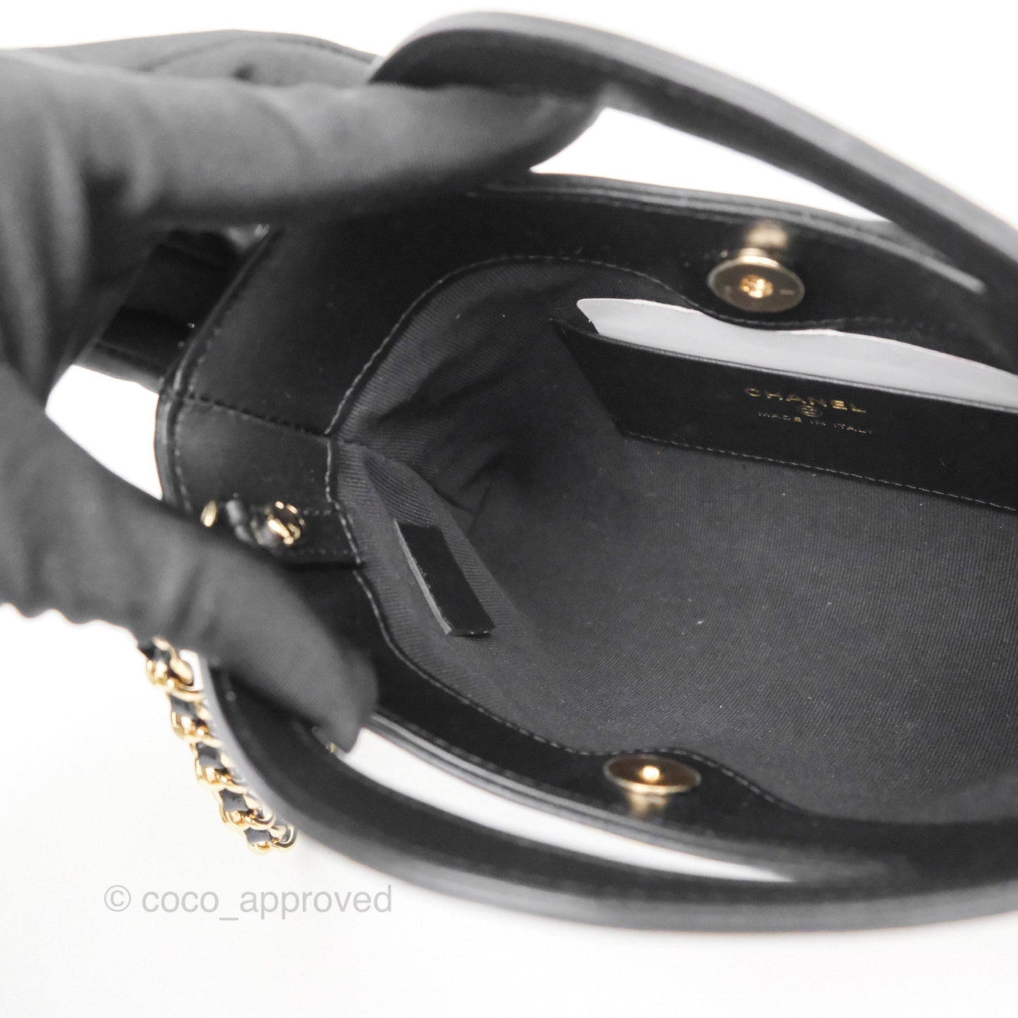 Chanel Nano 31 Black Shiny Calfskin Gold Hardware