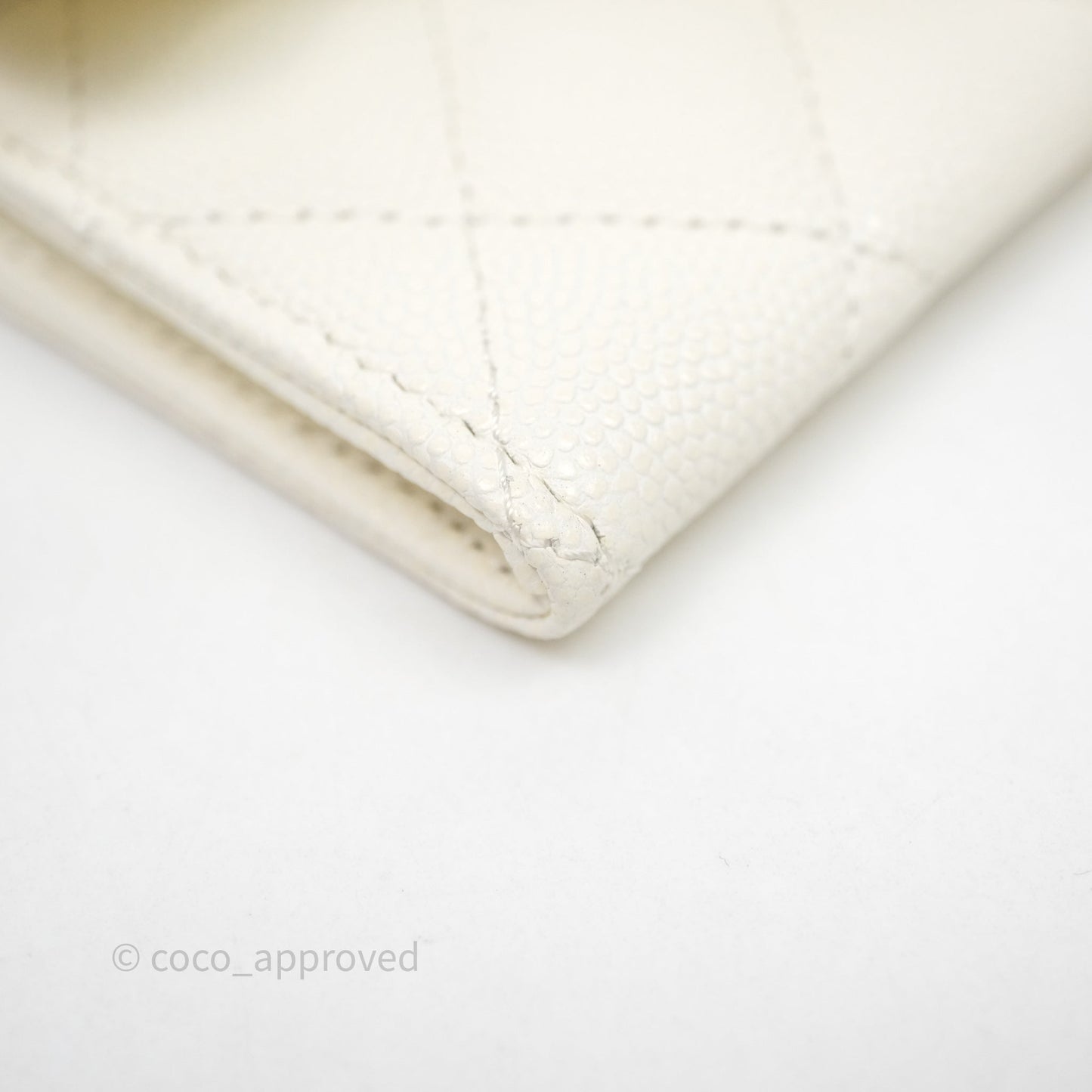 Chanel Quilted Classic Flap Card Holder White Caviar Gold Hardware