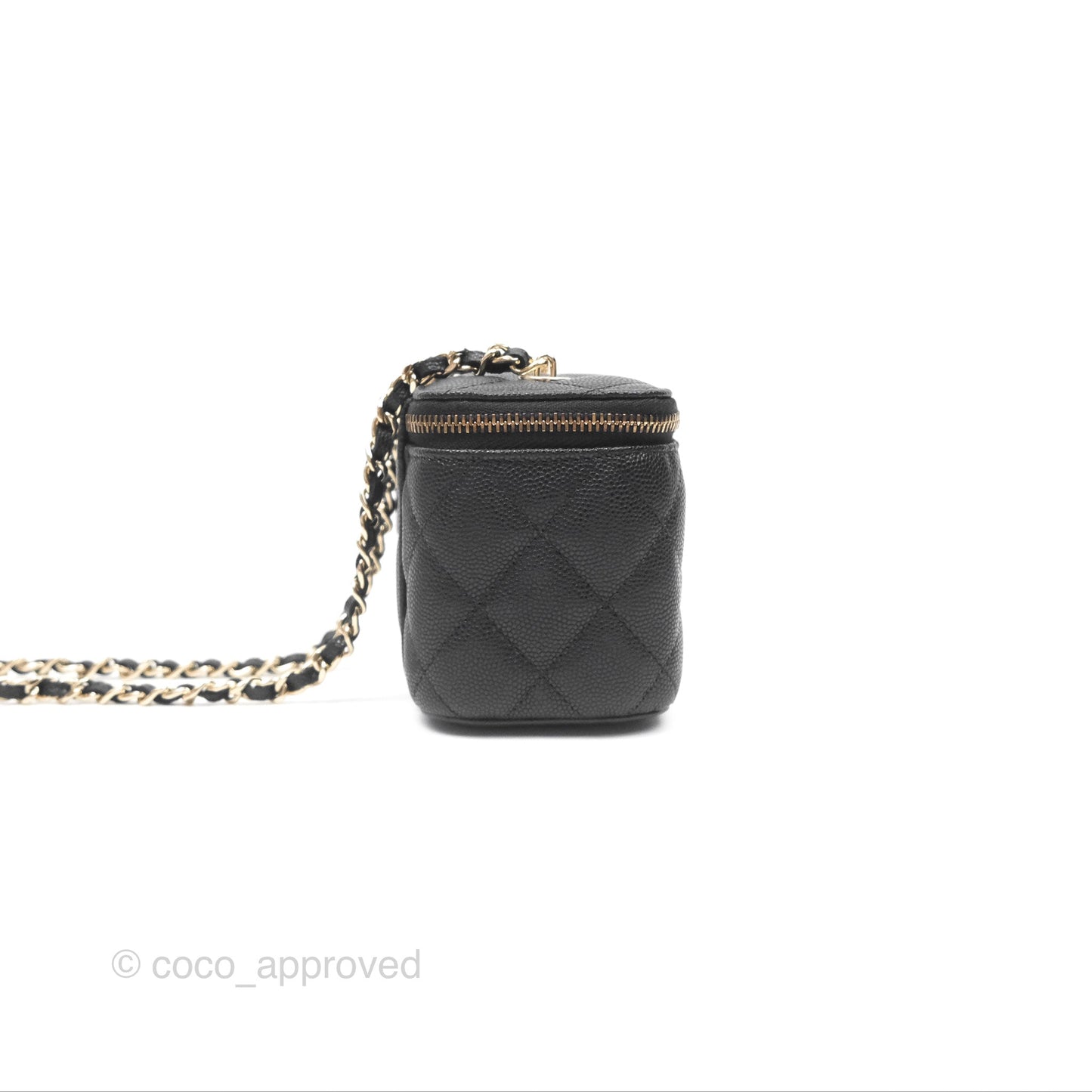 Chanel Mini Vanity With Chain Black Caviar Gold Hardware