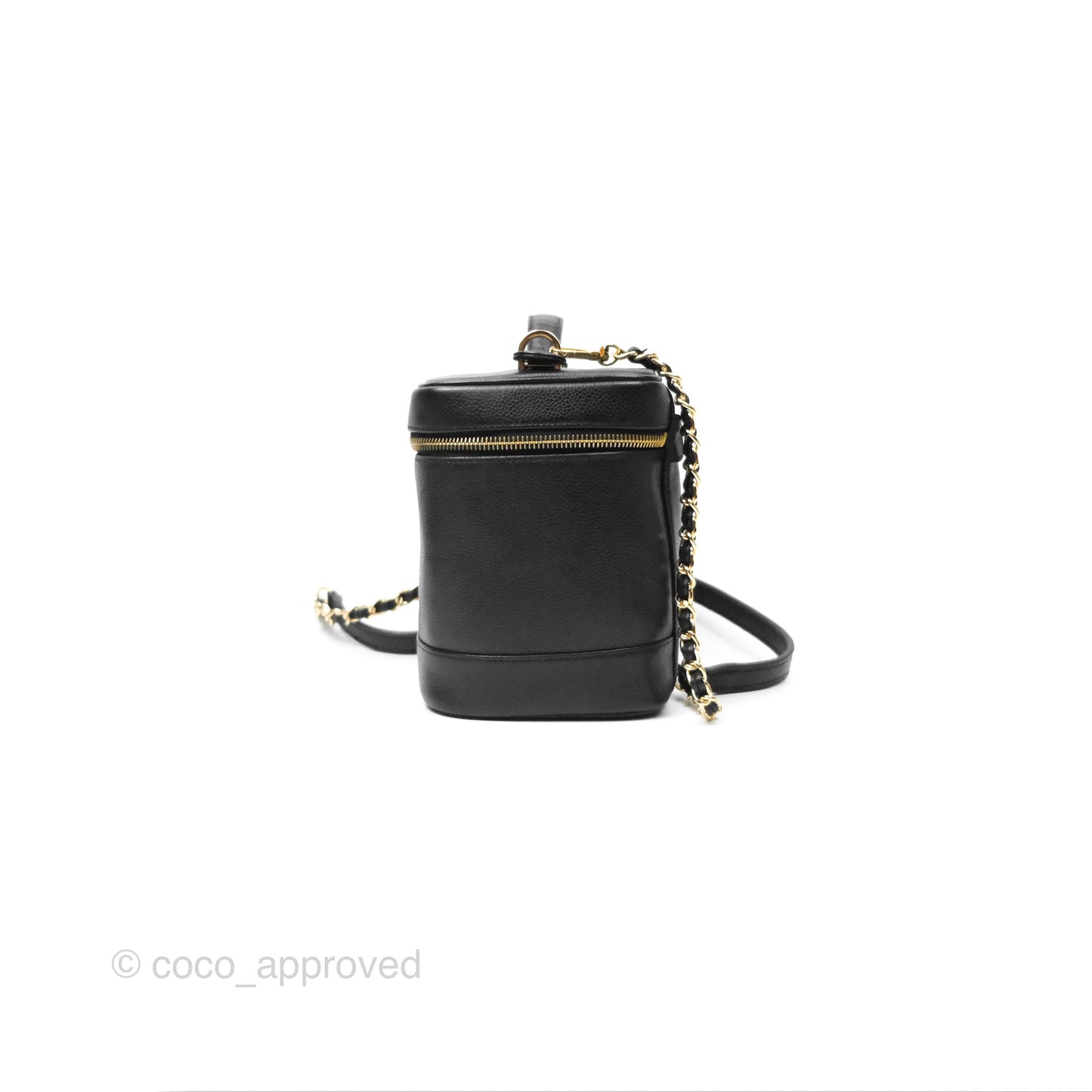 Chanel Vintage Vanity Case Black Caviar Gold Hardware