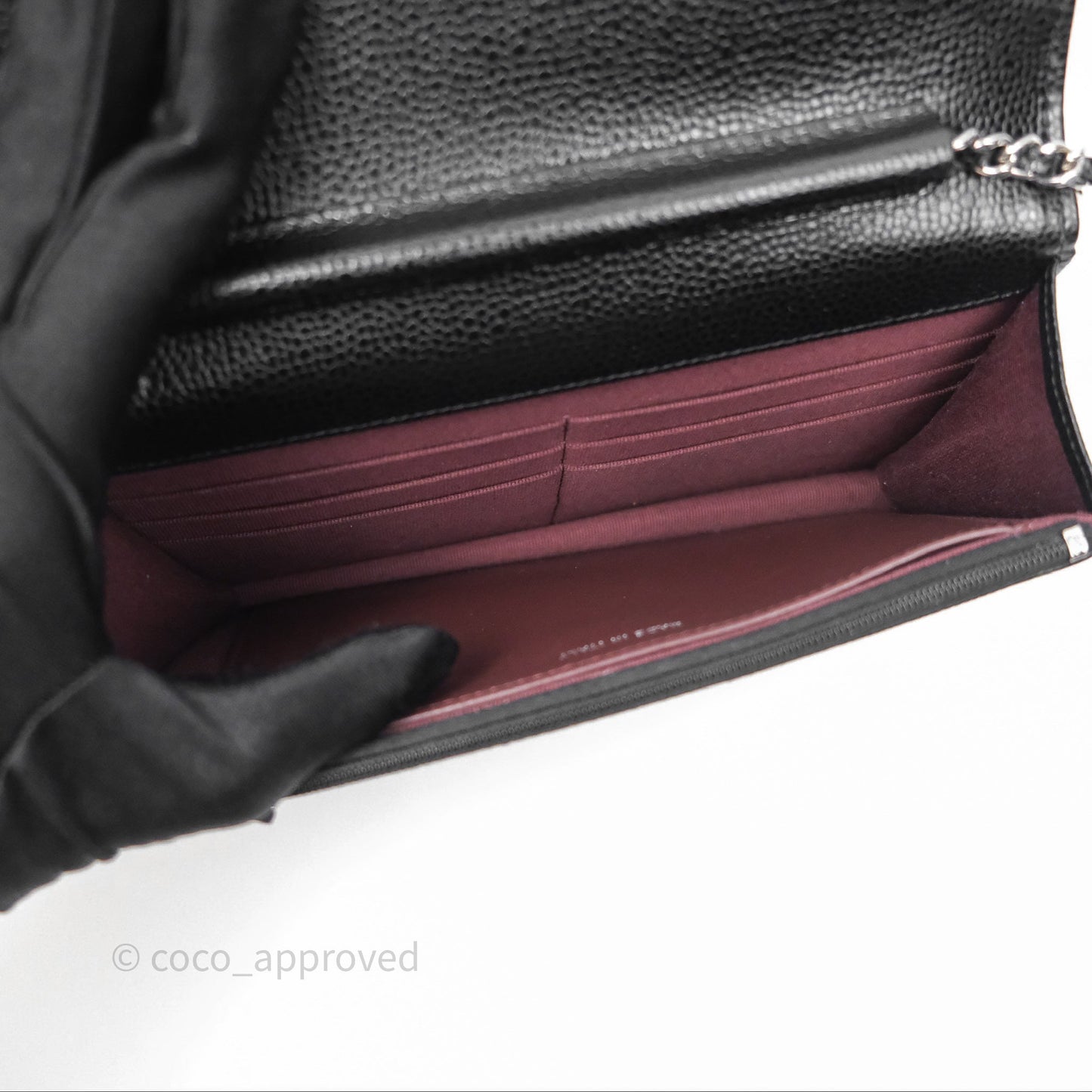 Chanel Quilted Classic Wallet on Chain WOC Black Caviar Silver Hardware