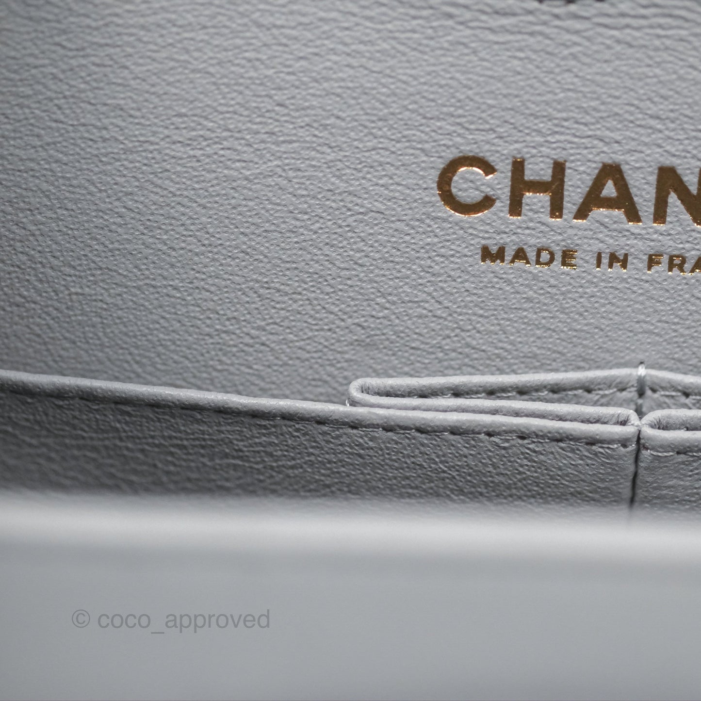 Chanel Small Classic Chevron Flap Grey Lambskin Gold Hardware