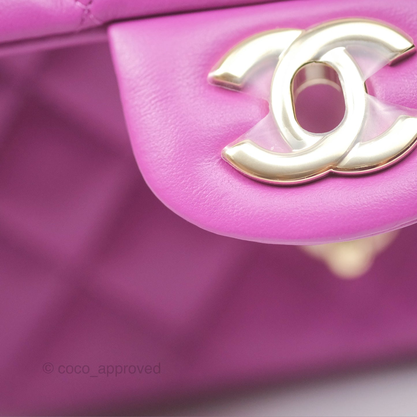 Chanel Mini Square Flap Quilted Purple Lambskin Gold Hardware