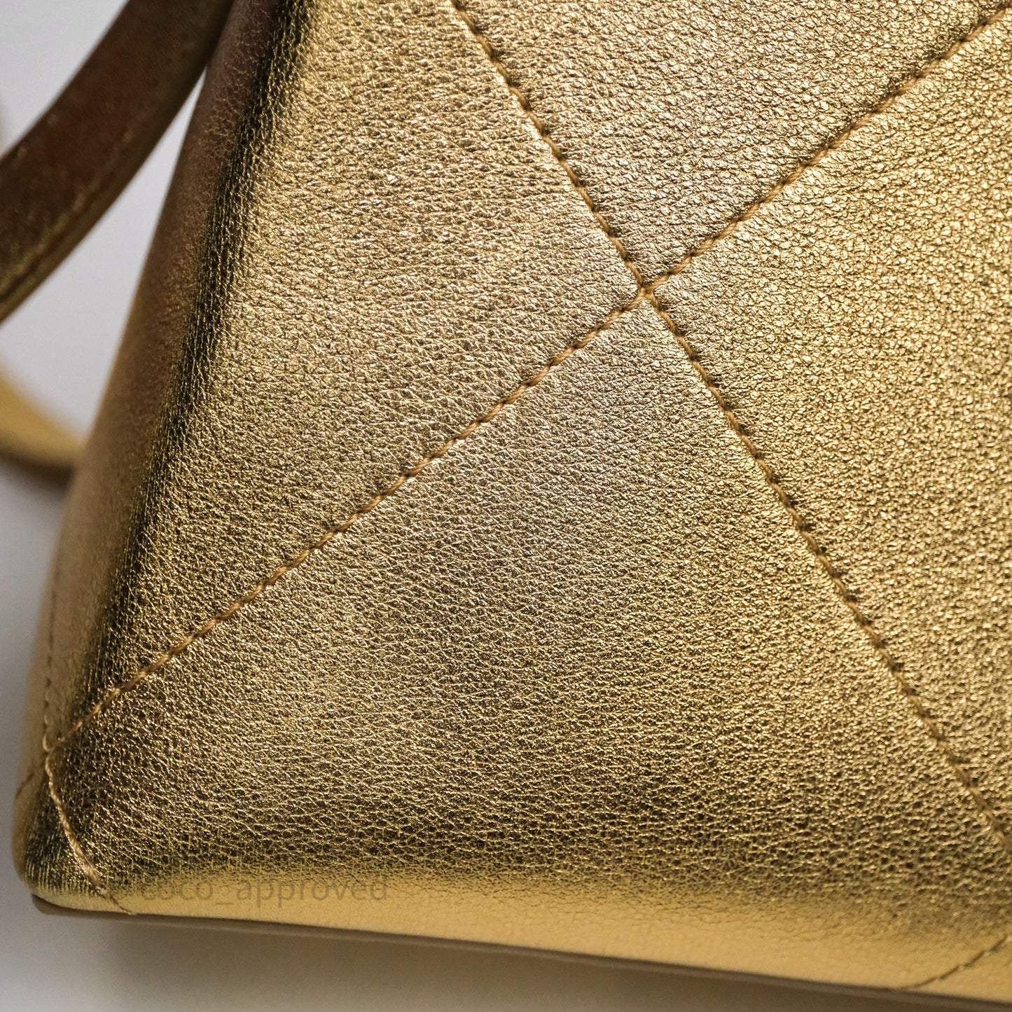 Chanel Calfskin Kiss Lock Frame Gold Bag