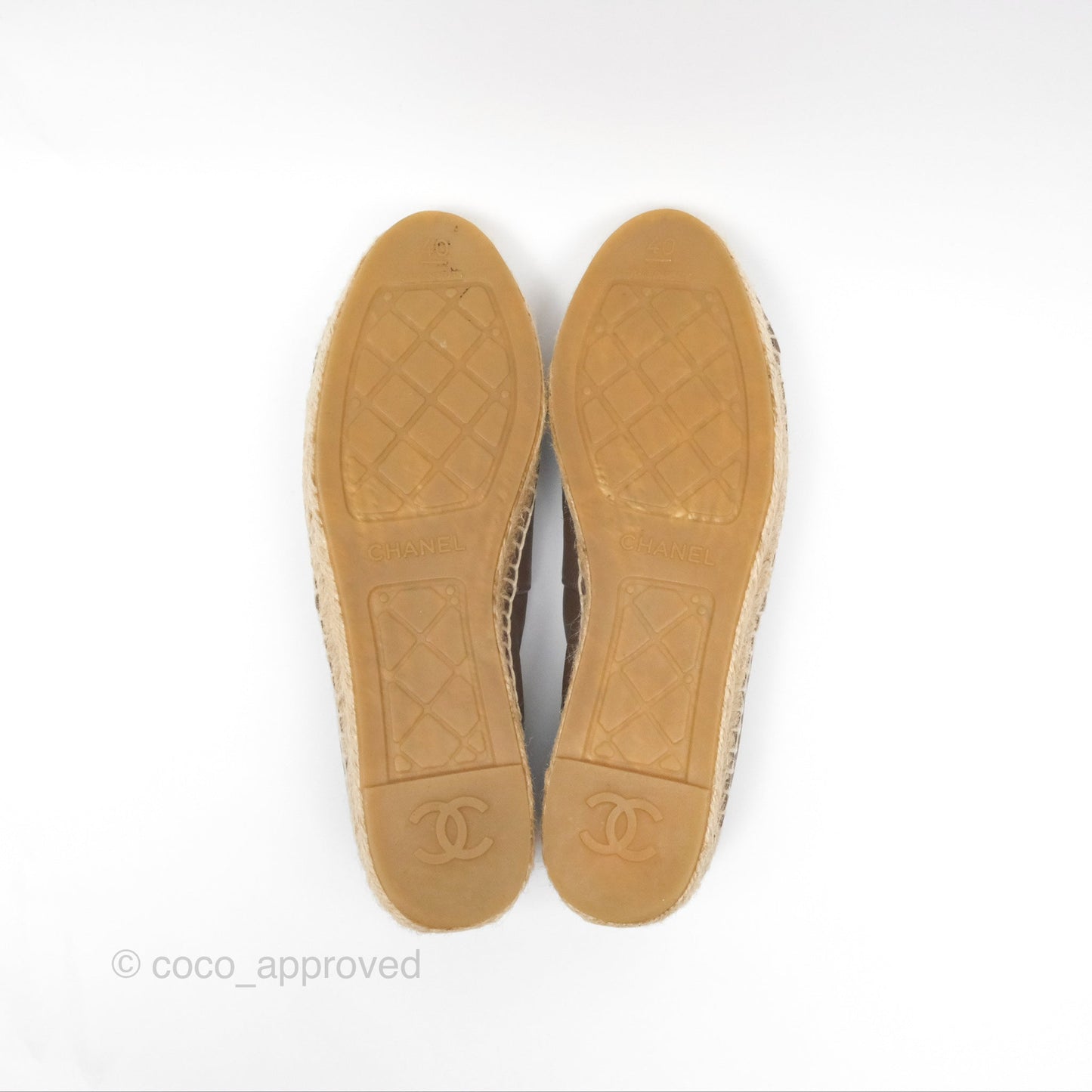 Chanel Espadrille Brown Leather Size 40