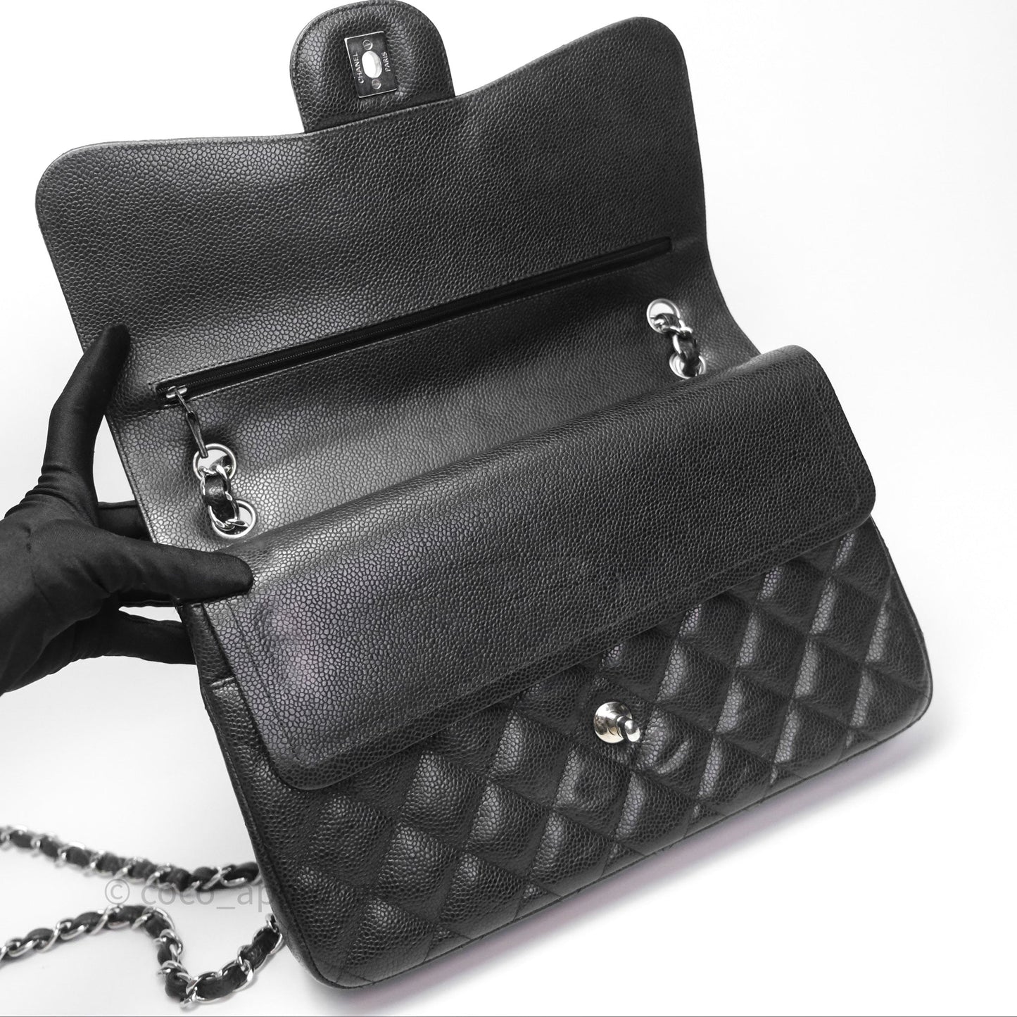 Chanel Jumbo Double Flap Black Caviar Silver Hardware⁣⁣