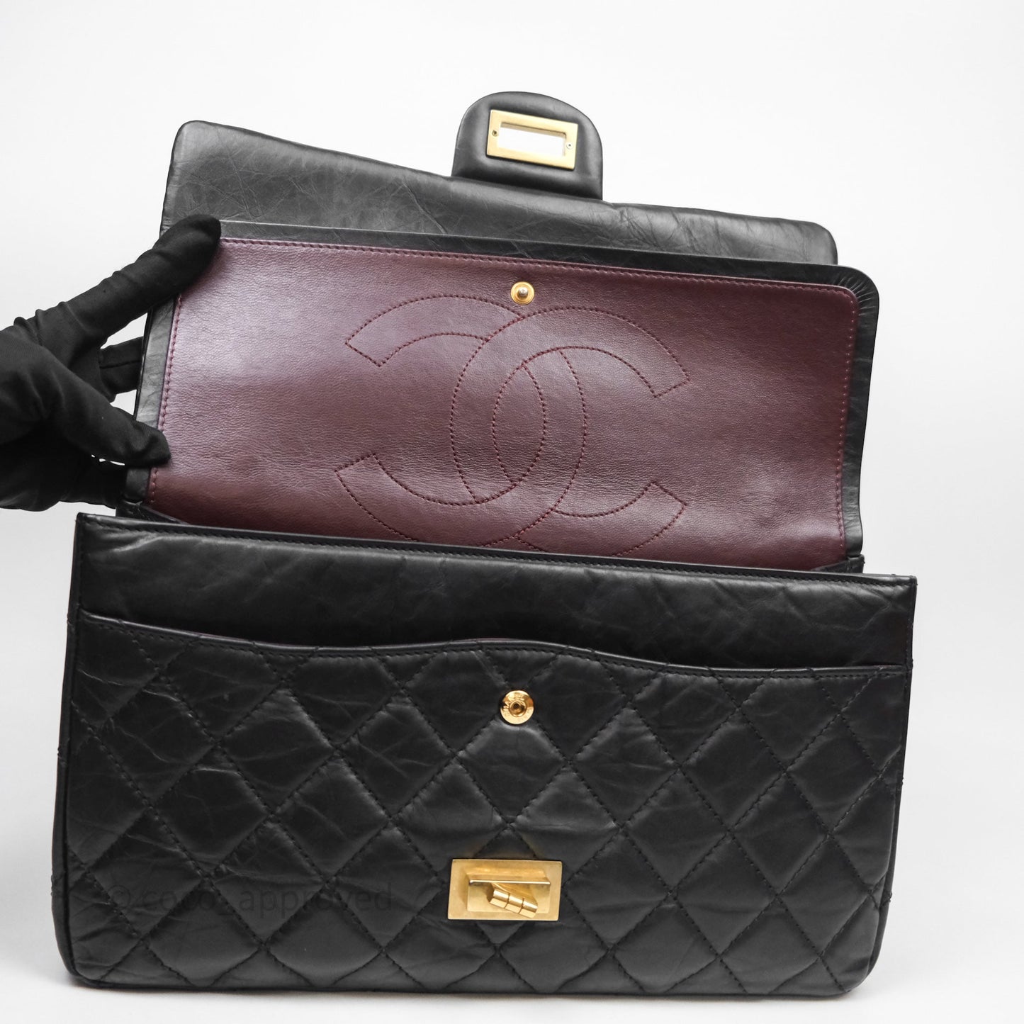 Chanel Reissue Quilted Aged Calfskin Black Aged Gold Hardware 227