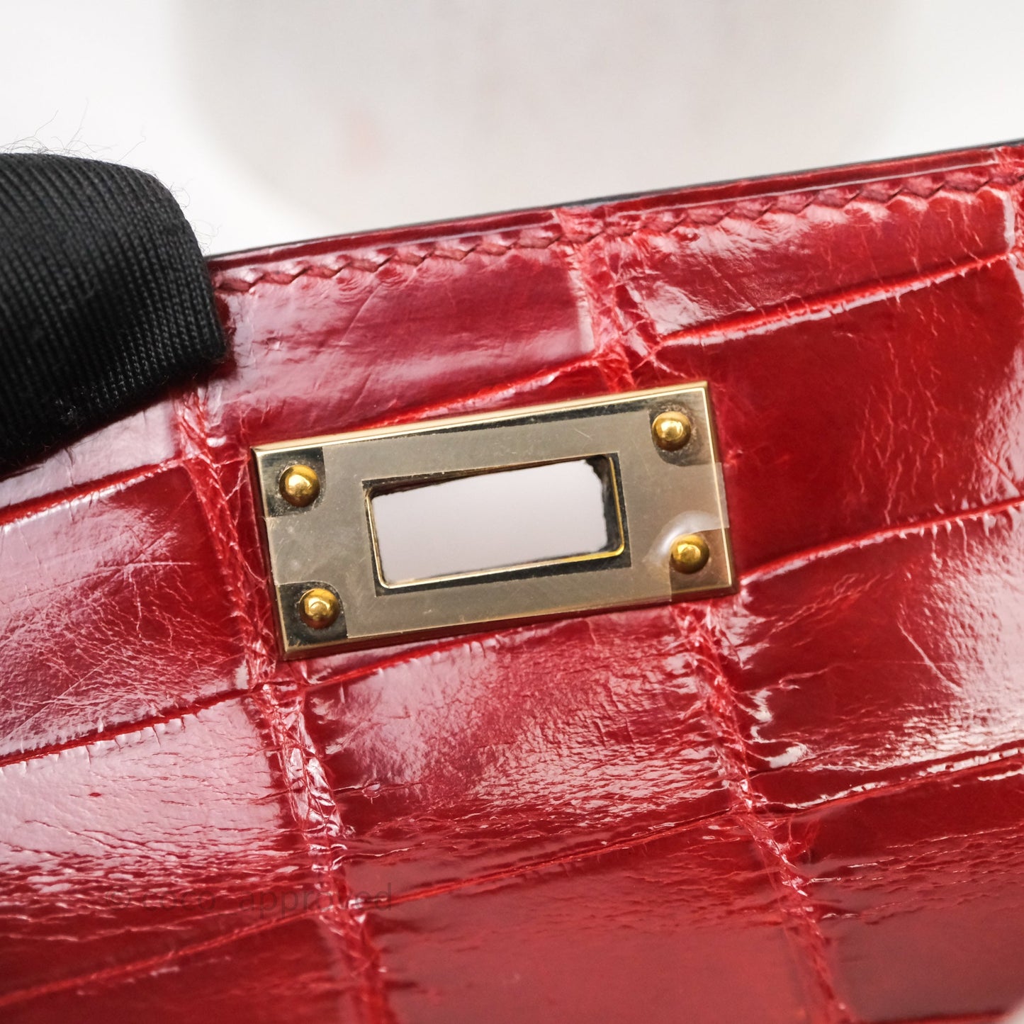 Hermes Kelly Cut Rouge H Shiny Niloticus Crocodile Gold Hardware