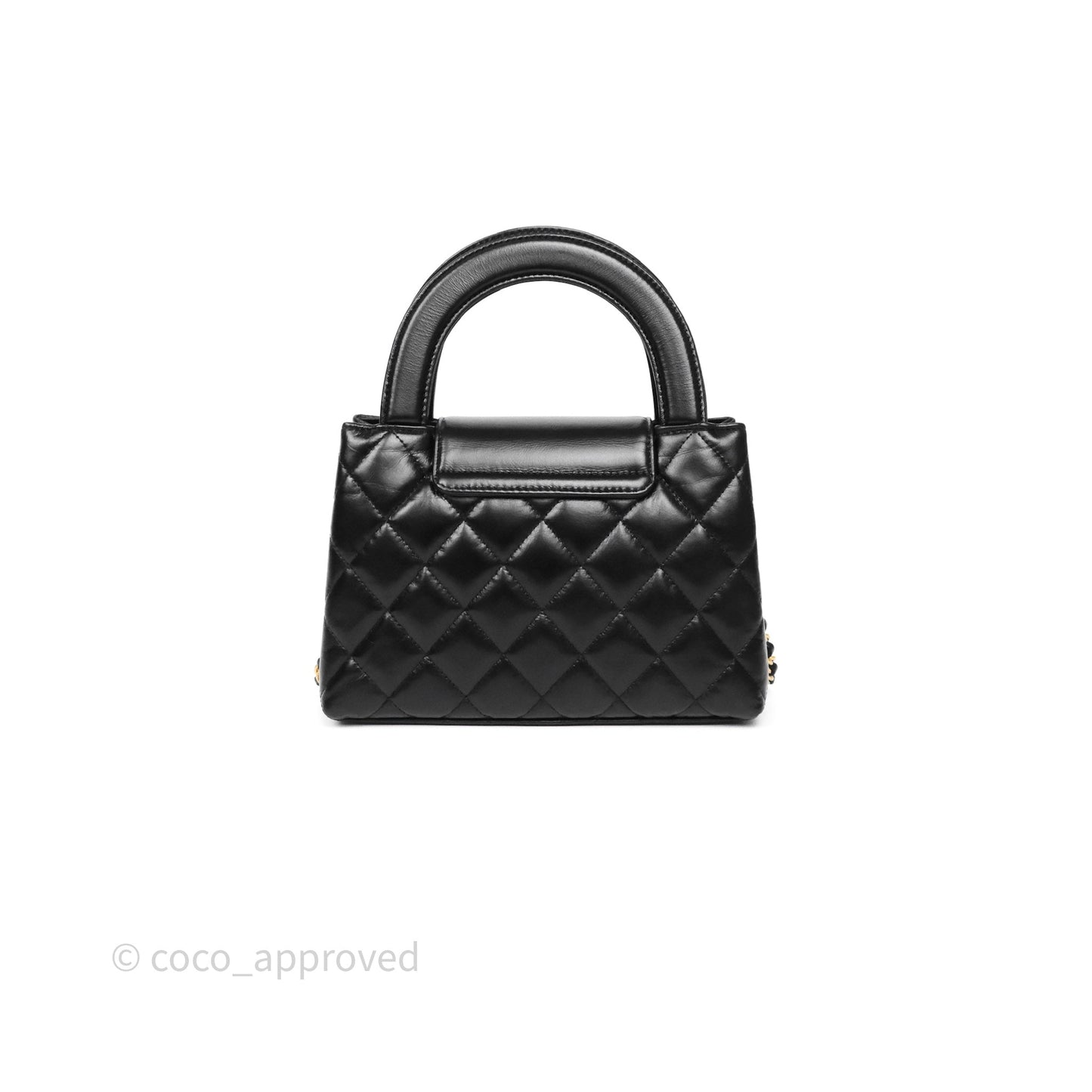 Chanel Kelly Bag Quilted Black Shiny Crumpled Calfskin Aged Gold Hardware