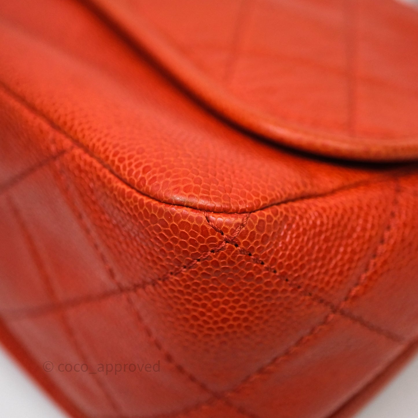 Chanel Flap Bag Caviar Orange Silver Hardware