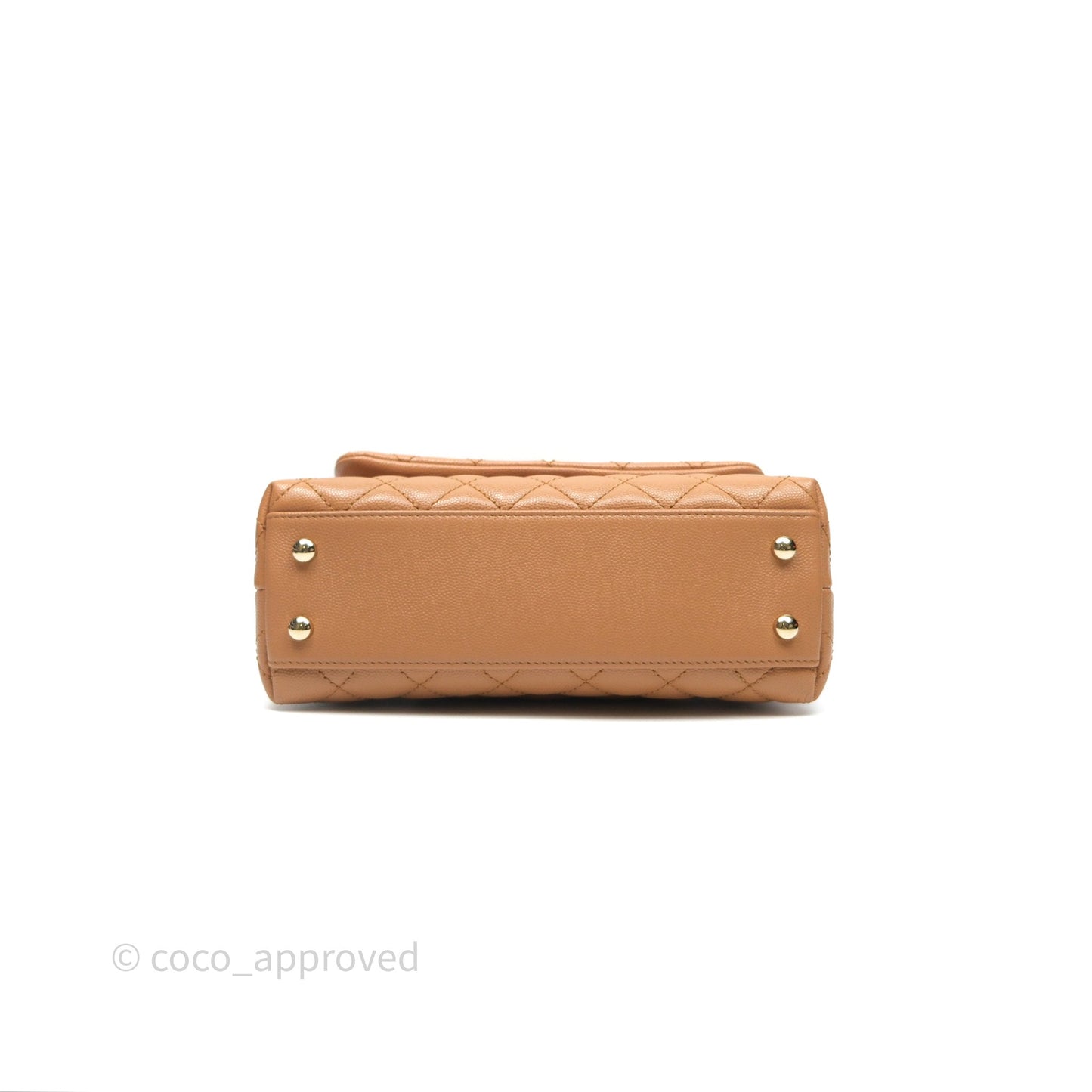 Chanel Small Coco Handle Dark Beige Caramel Caviar Gold Hardware