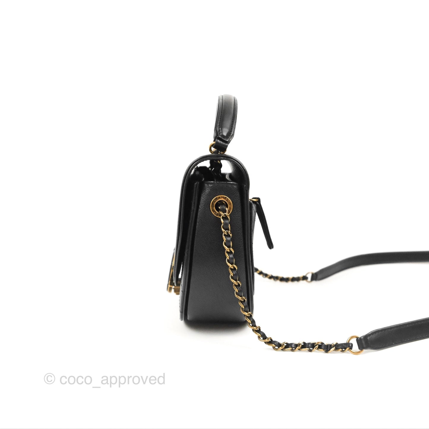 Chanel Small Coco Curve Flap Black Goatskin Antique Gold Hardware