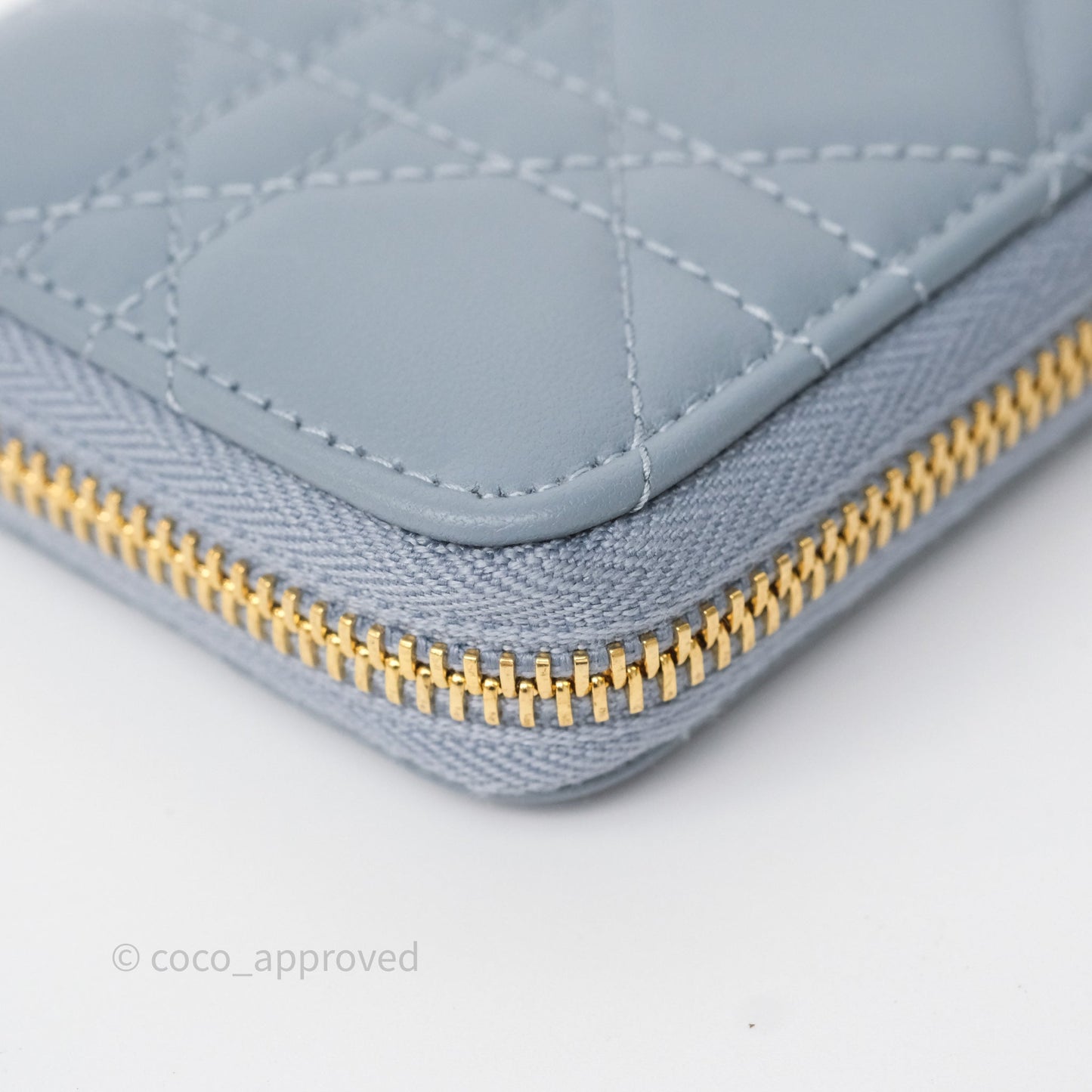 Dior Small Lady Dior Voyageur Coin Purse Cloud Blue Lambskin Cannage