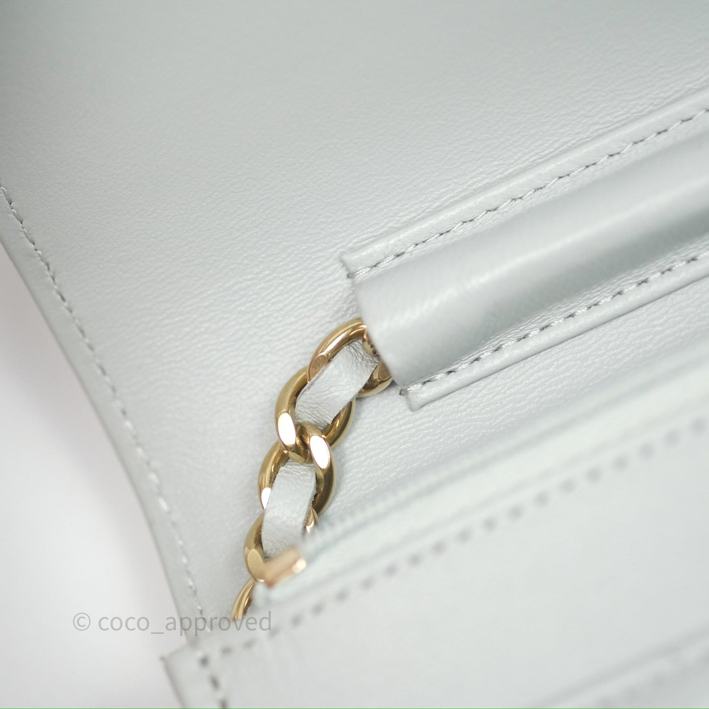 Chanel Classic Quilted Wallet on Chain WOC Grey Lambskin Gold Hardware