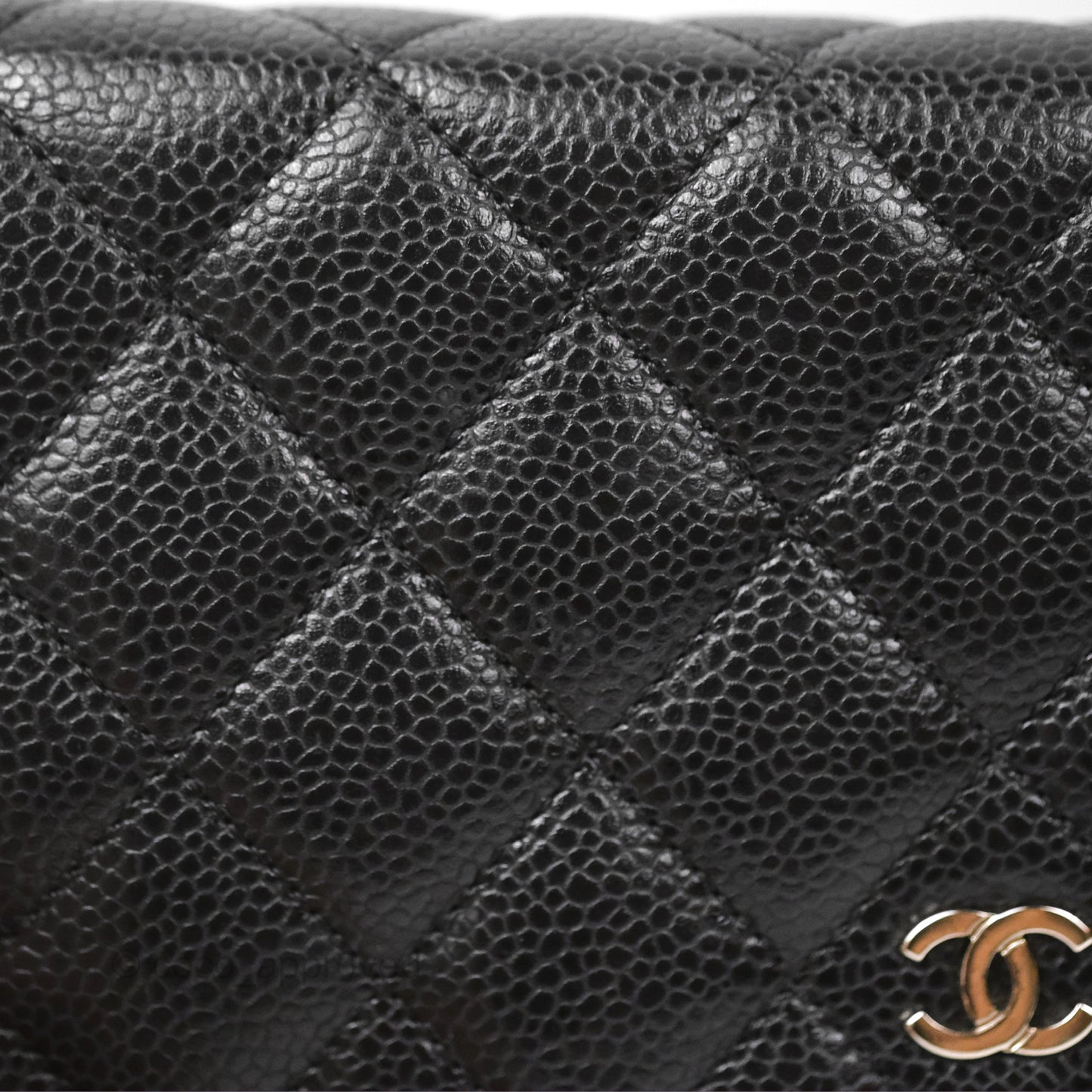 Chanel Quilted Classic Wallet On Chain WOC Black Caviar Silver Hardware