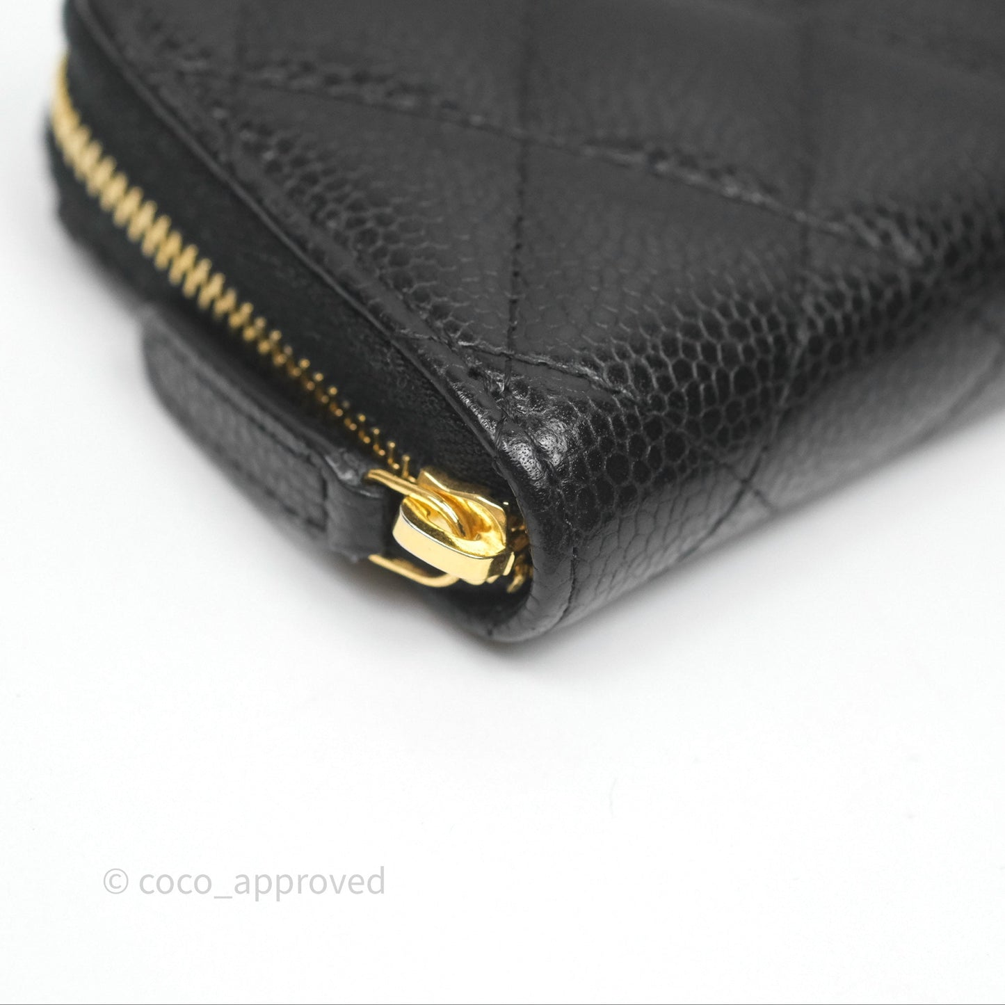 Chanel Quilted Zip Card Holder Black Caviar Gold Hardware