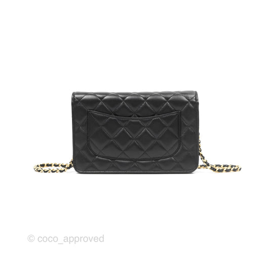Chanel Quilted Classic Wallet on Chain WOC Black Lambskin Gold Hardware