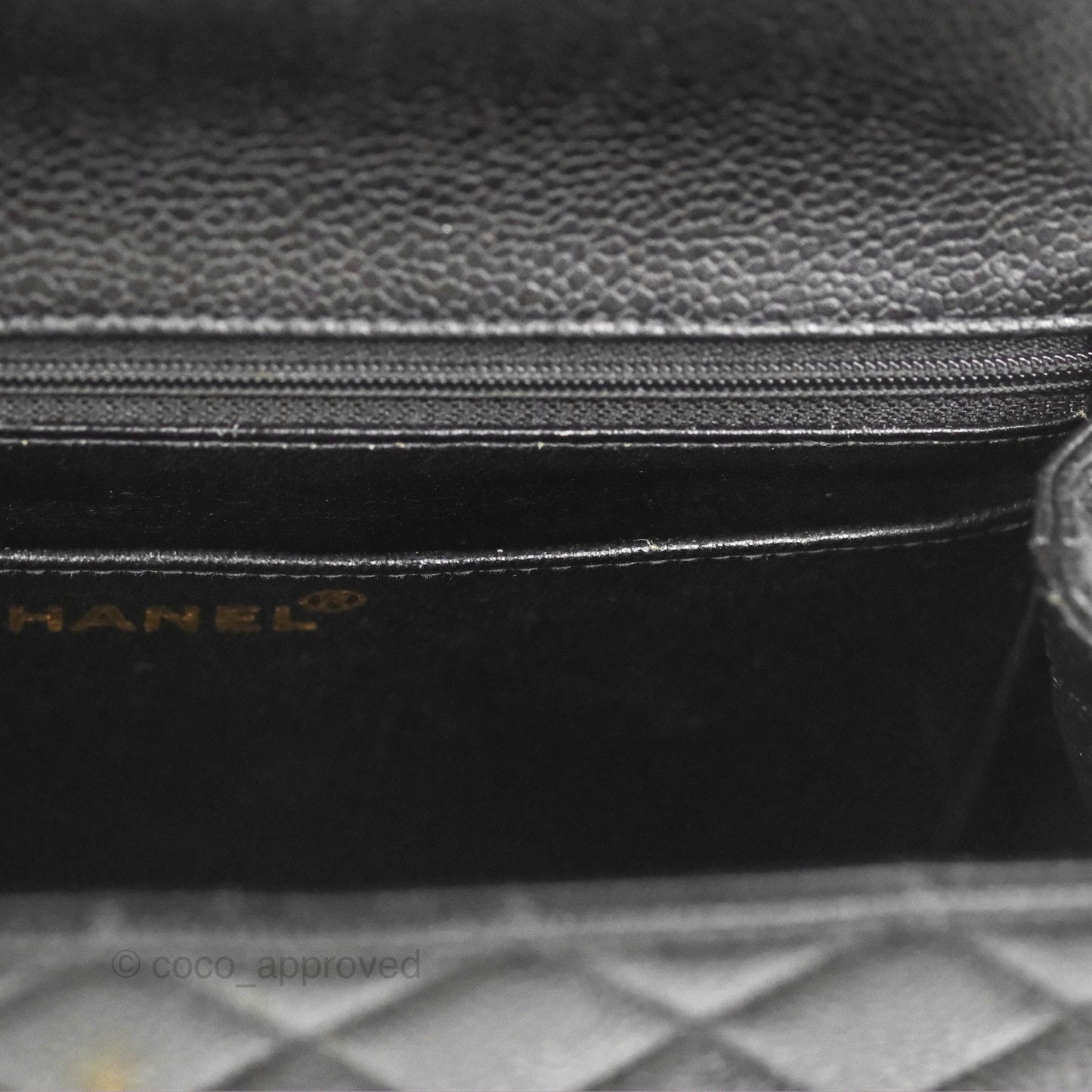 Chanel Vintage Kelly Quilted Flap Bag Black Caviar 24K Gold Hardware