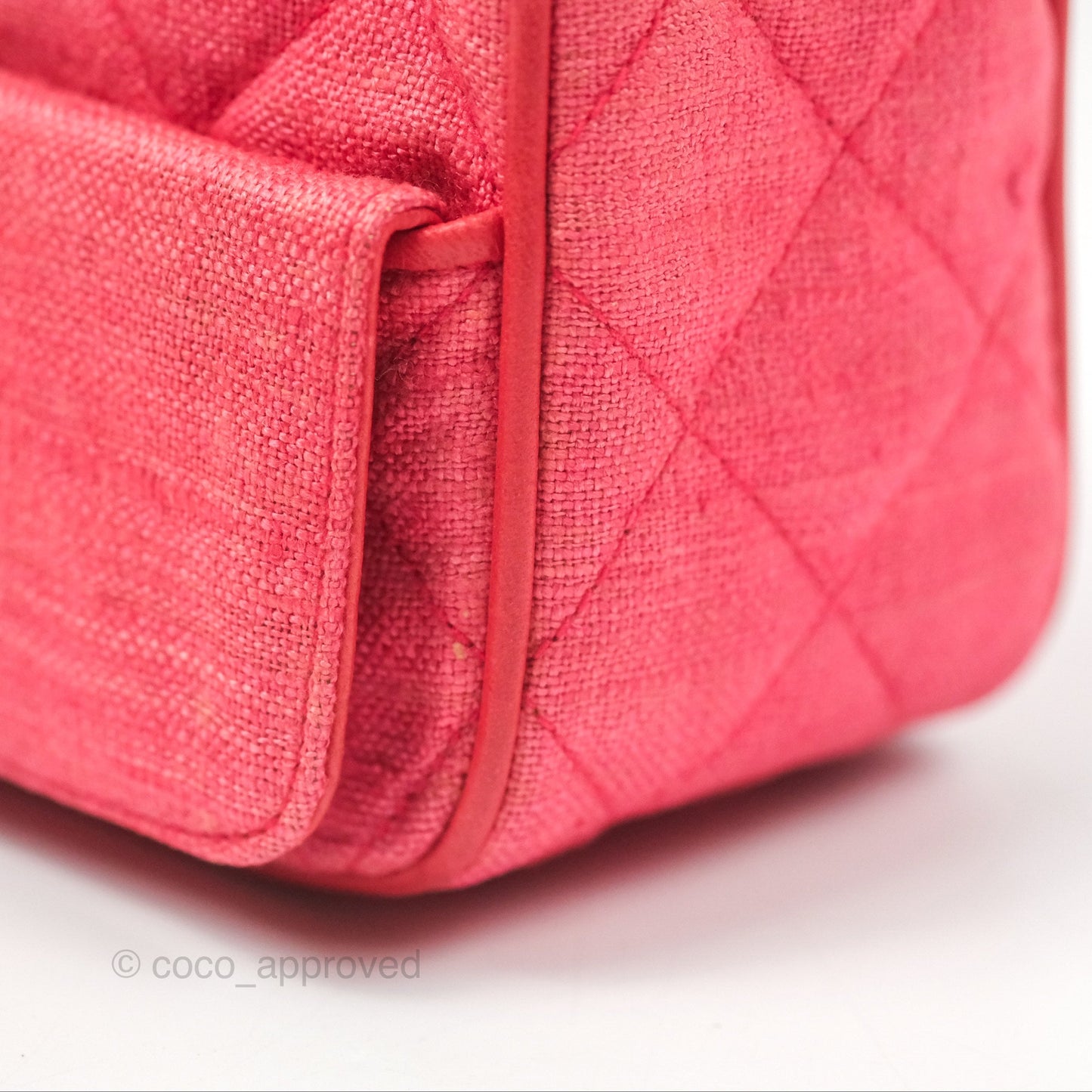 Chanel Vintage Small Tassel Camera Bag Dark Pink Canvas Gold Hardware
