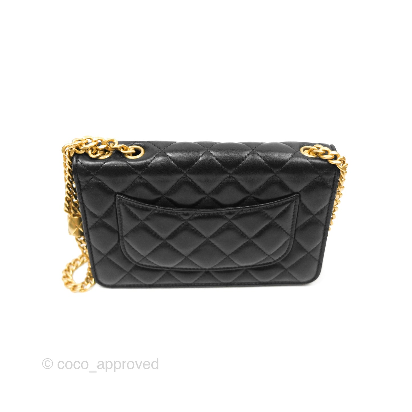 Chanel All Slide Wallet on Chain WOC Adjustable Chain Quilted Black Lambskin 22K