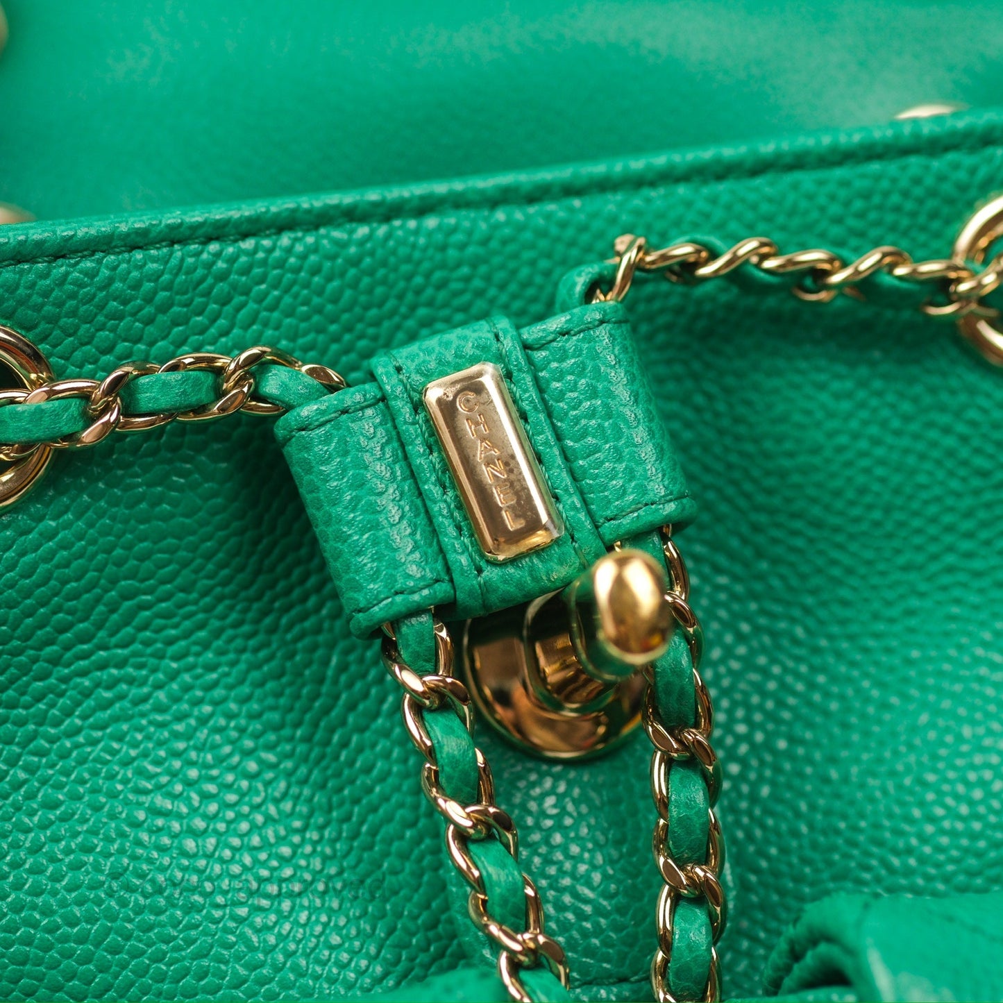 Chanel Duma Backpack Small Green Caviar Gold Hardware 23P