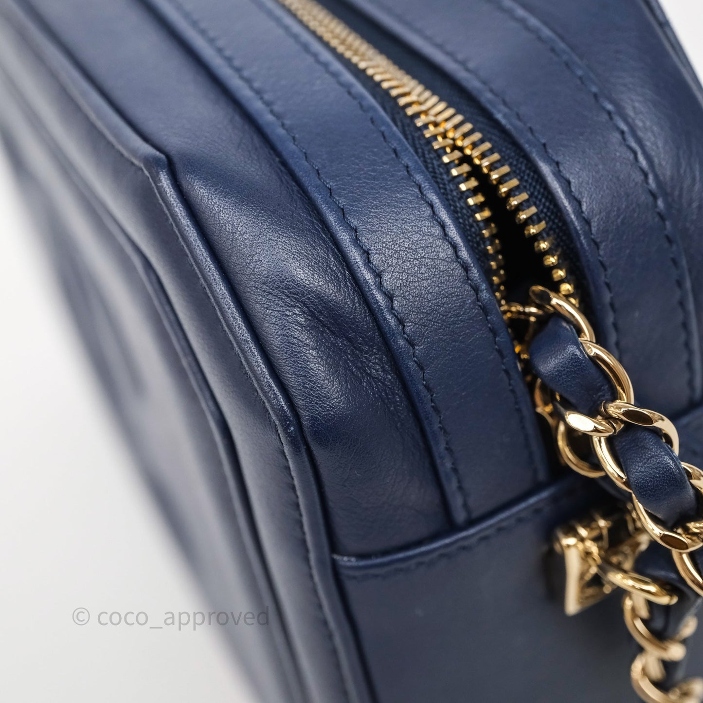 Chanel CC Octagon Camera Case Lambskin Navy Gold Hardware