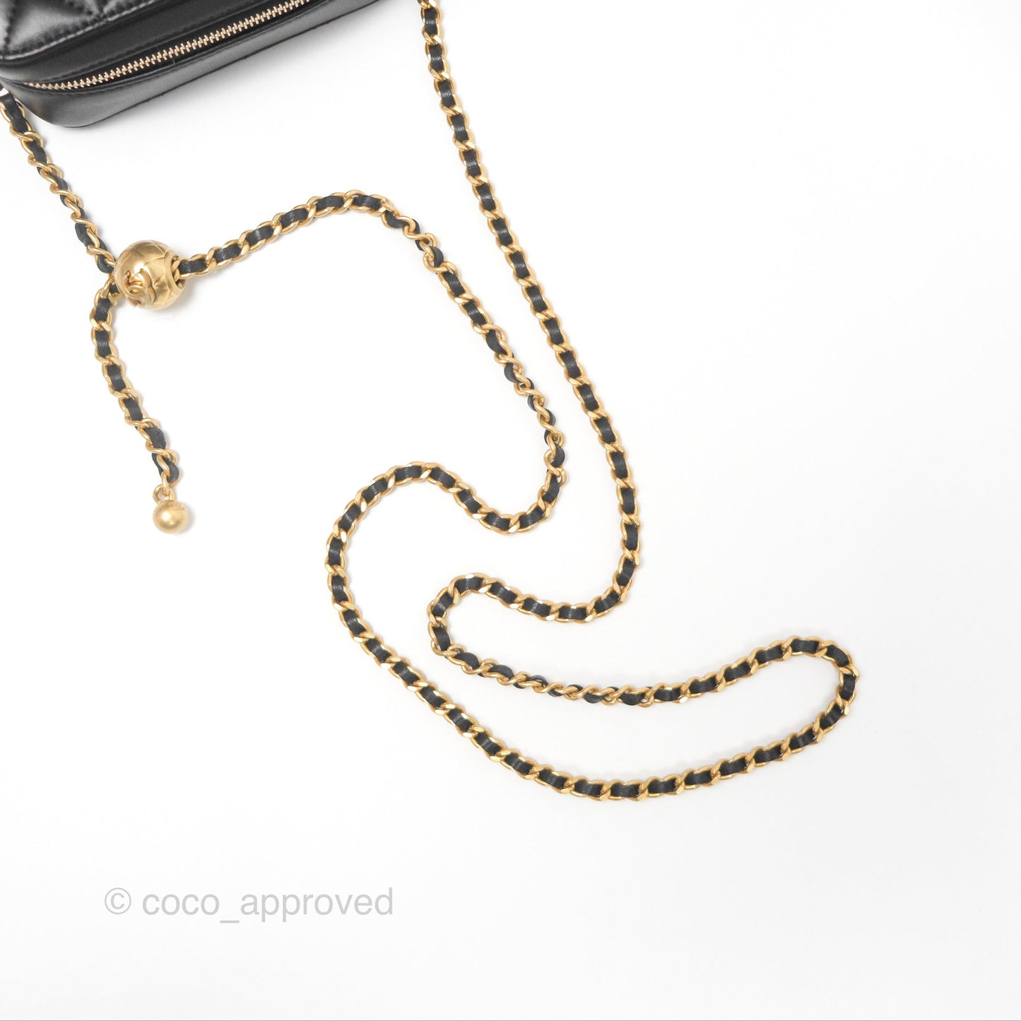 Chanel Pearl Crush Mini Camera Case Quilted Black Lambskin Aged Gold Hardware