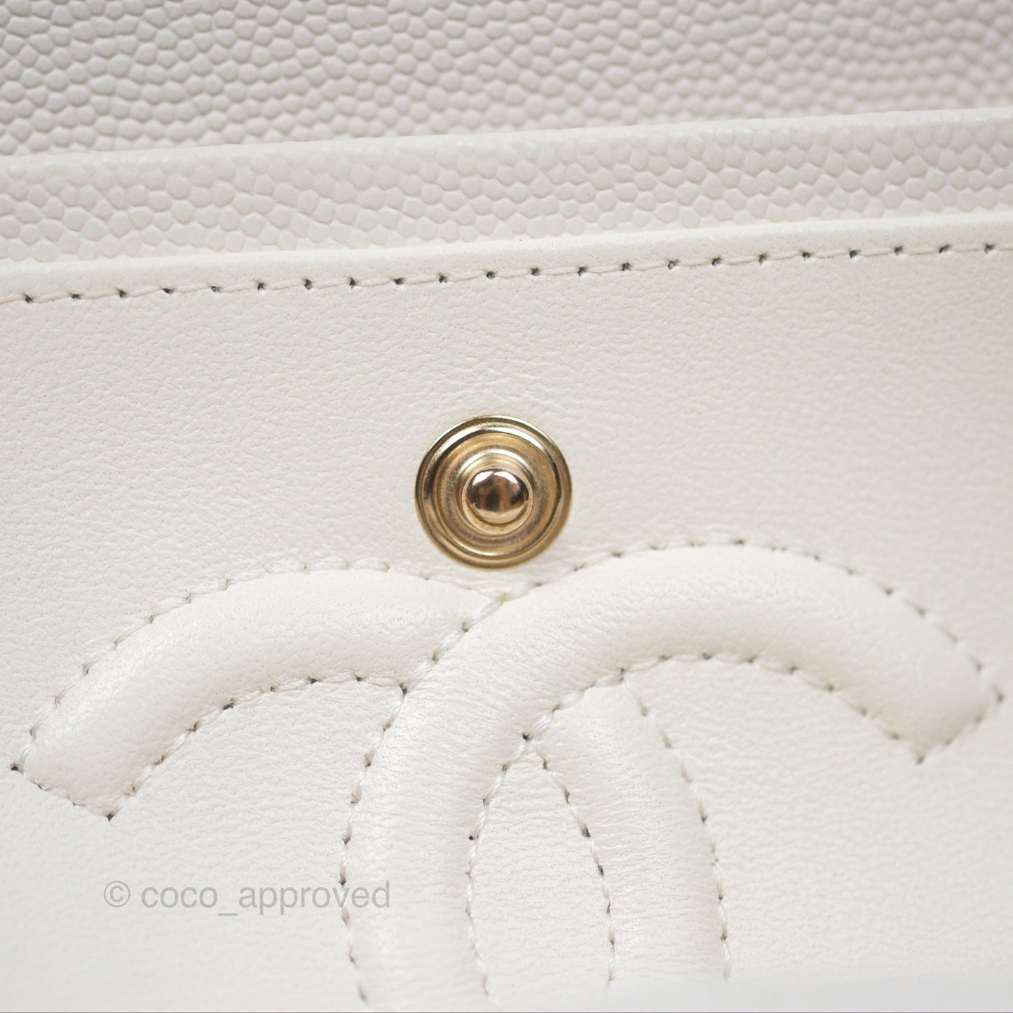 Chanel Small Classic Quilted Flap White Caviar Gold Hardware