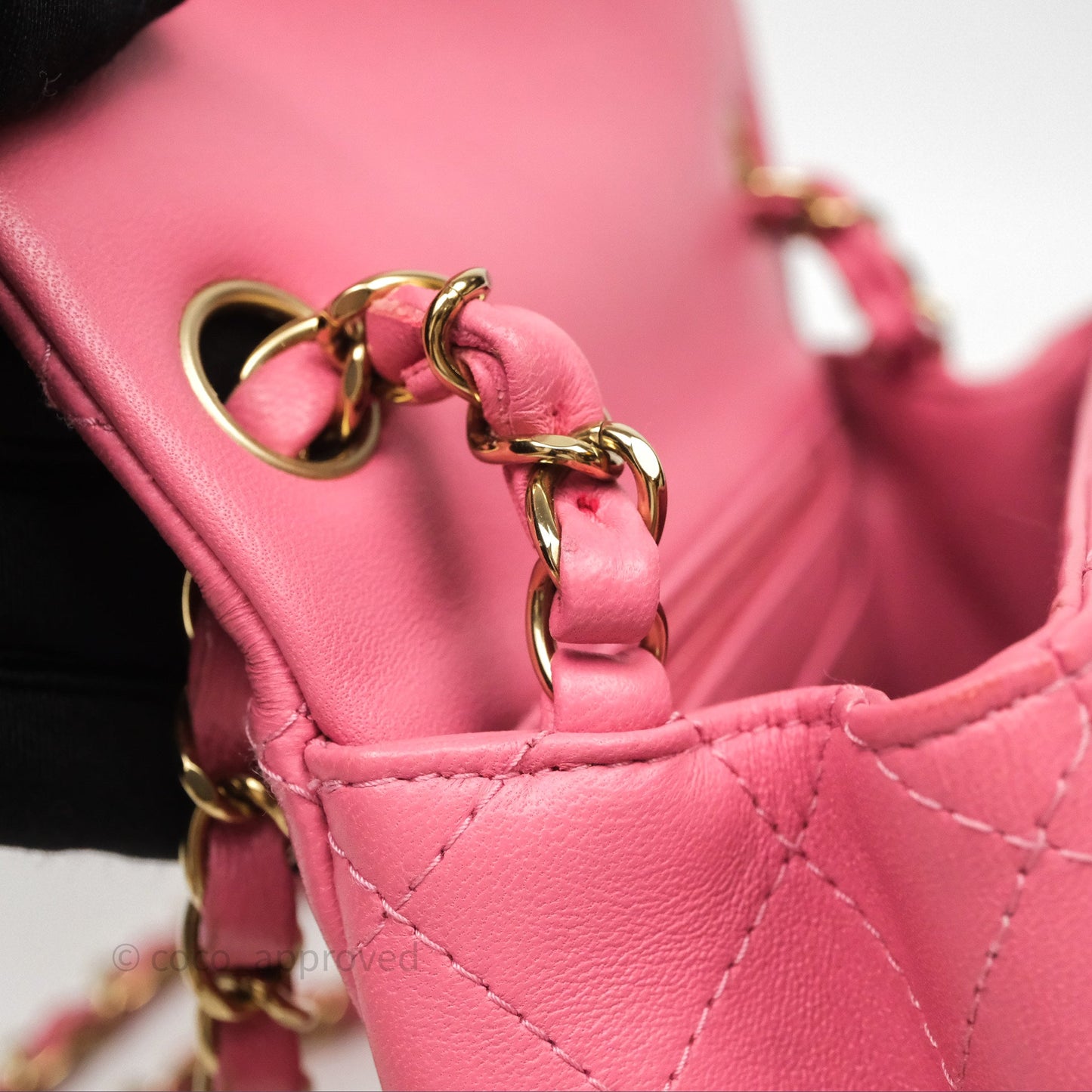 Chanel Mini Square Flap Quilted Pink Lambskin Gold Hardware