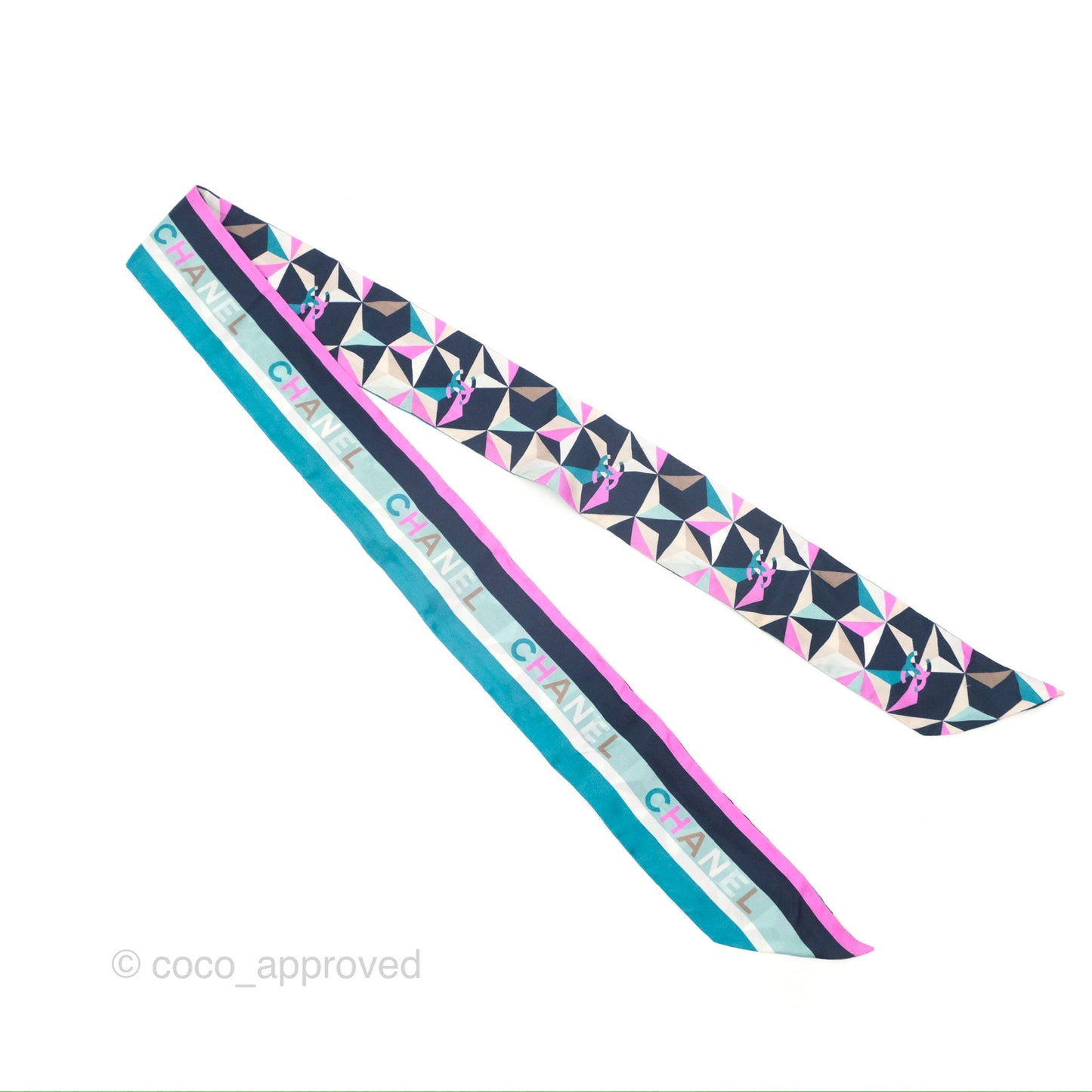 Chanel Silk Twilly Navy Purple Teal
