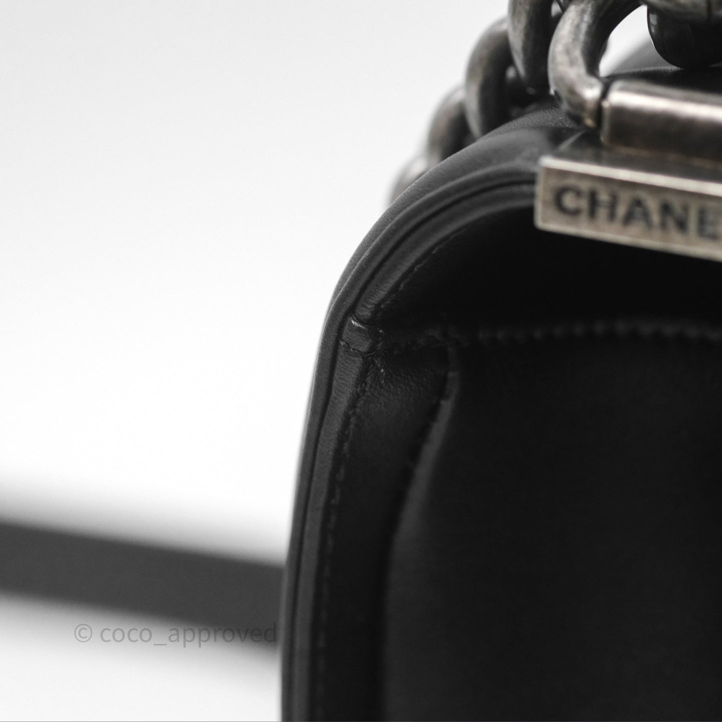 Chanel Quilted Medium Boy Black Calfskin Ruthenium Hardware