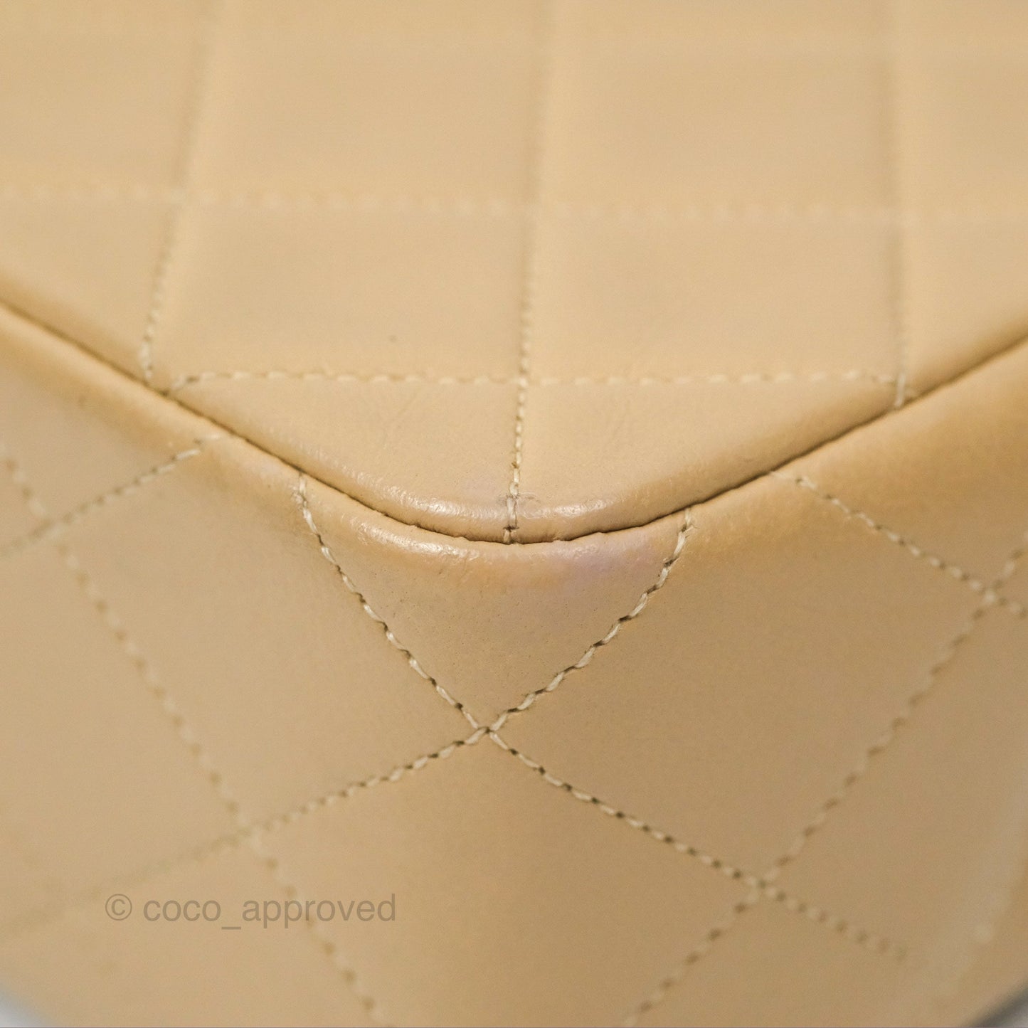 Chanel Vintage Square Flap Bag Beige Lambskin 24K Gold Hardware