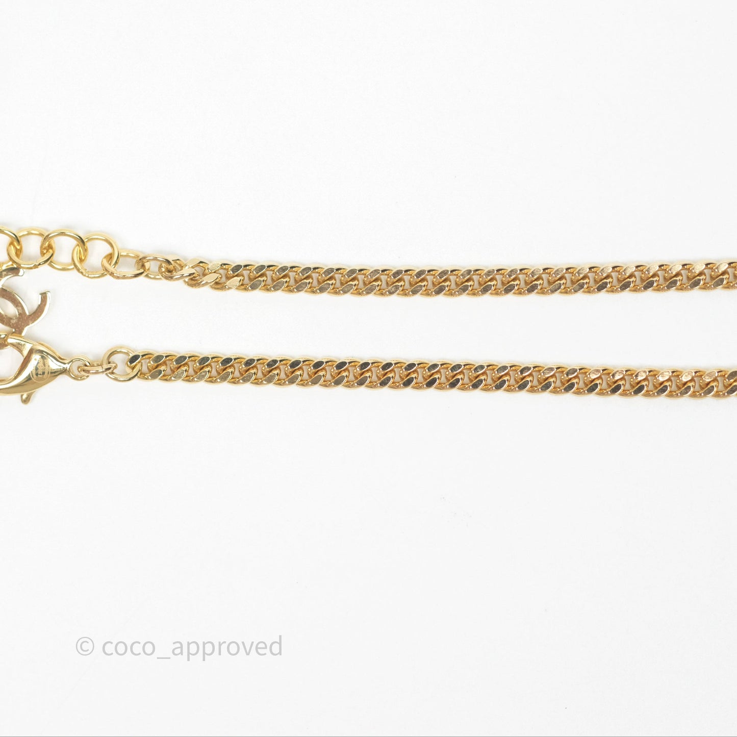 Chanel Black Leather CC Pearl Crystal Necklace Gold Tone 24K