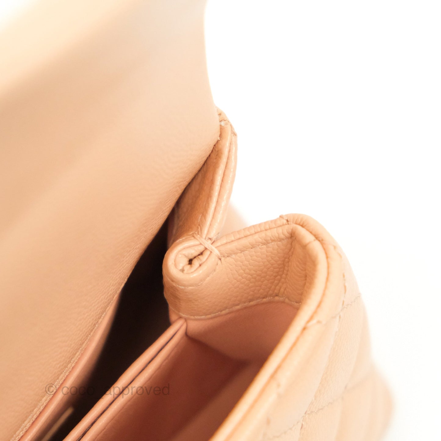 Chanel Mini Coco Handle Quilted Beige Pink Caviar Gold Hardware