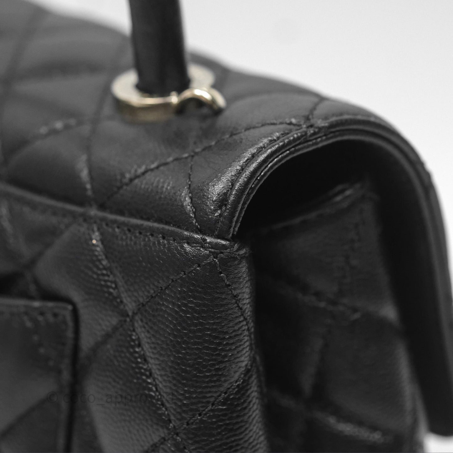 Chanel Small Coco Handle Quilted Black Caviar Gold Hardware