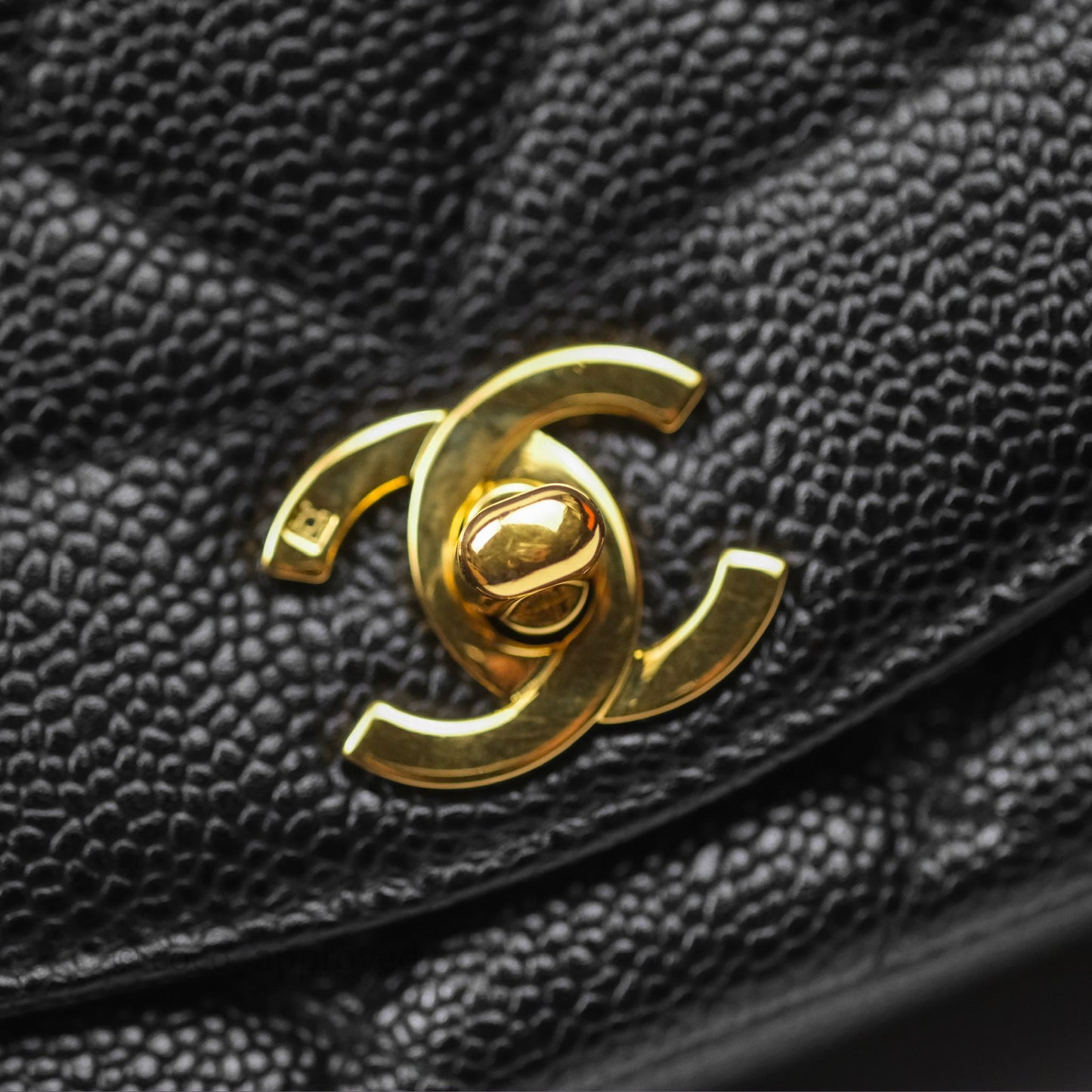 Chanel Small Vintage Quilted Classic Diana Flap Bag Black Caviar 24K Gold Hardware