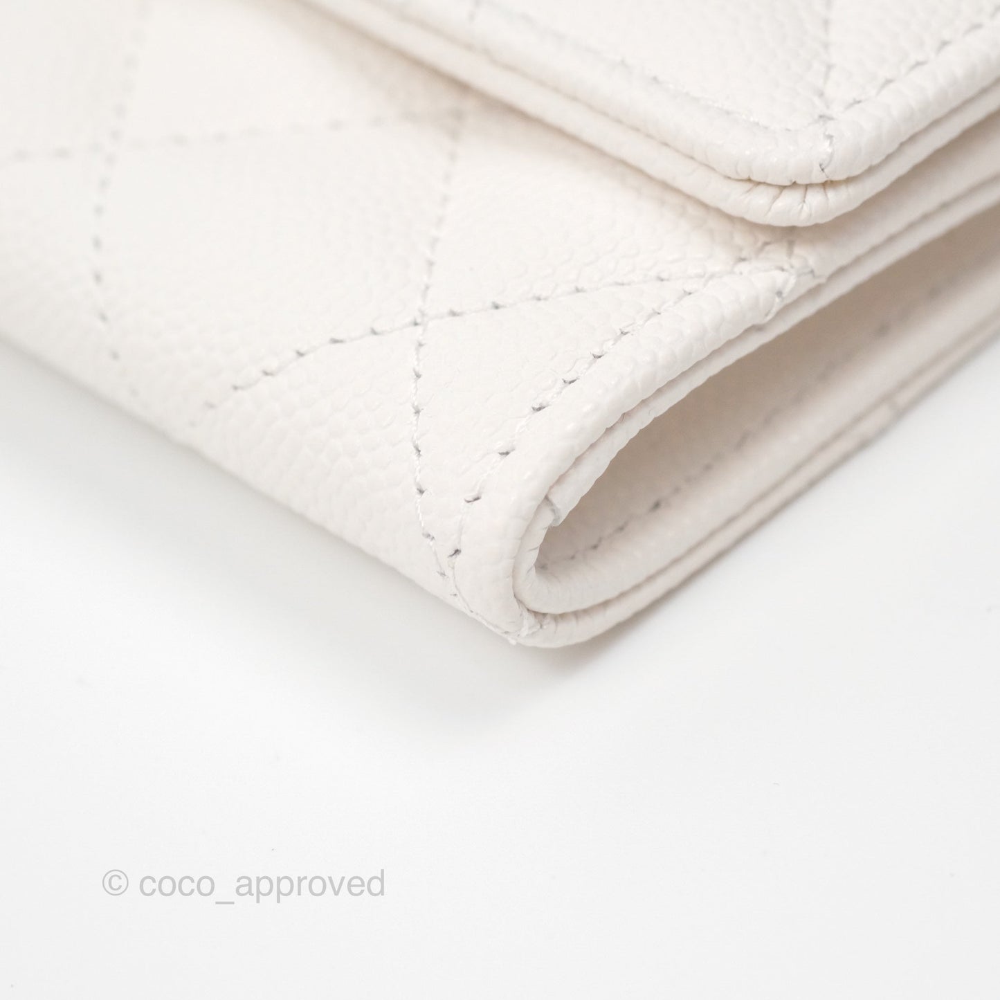 Chanel CC Resin Stone Flap Card Holder White Caviar