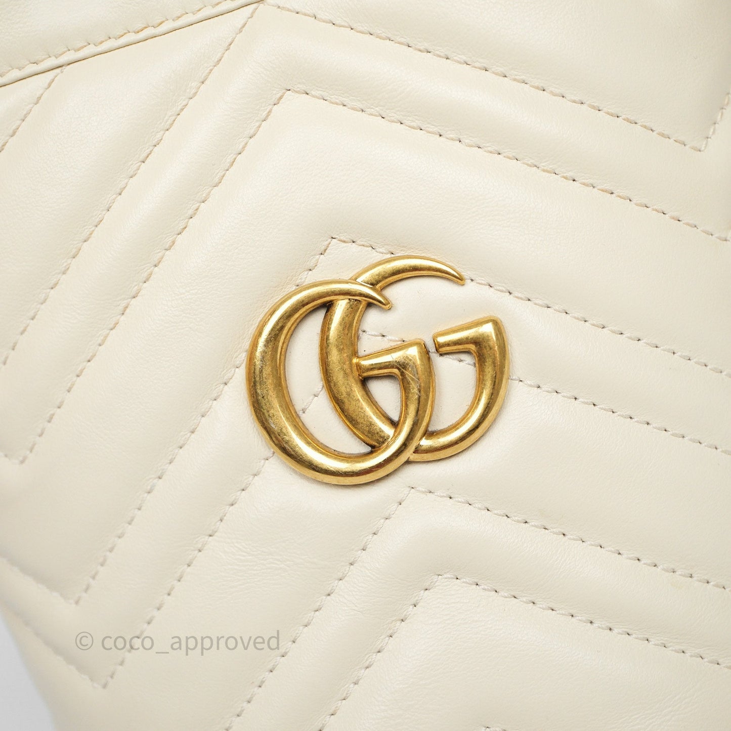 Gucci GG Marmont Mini Bucket Bag Ivory Leather