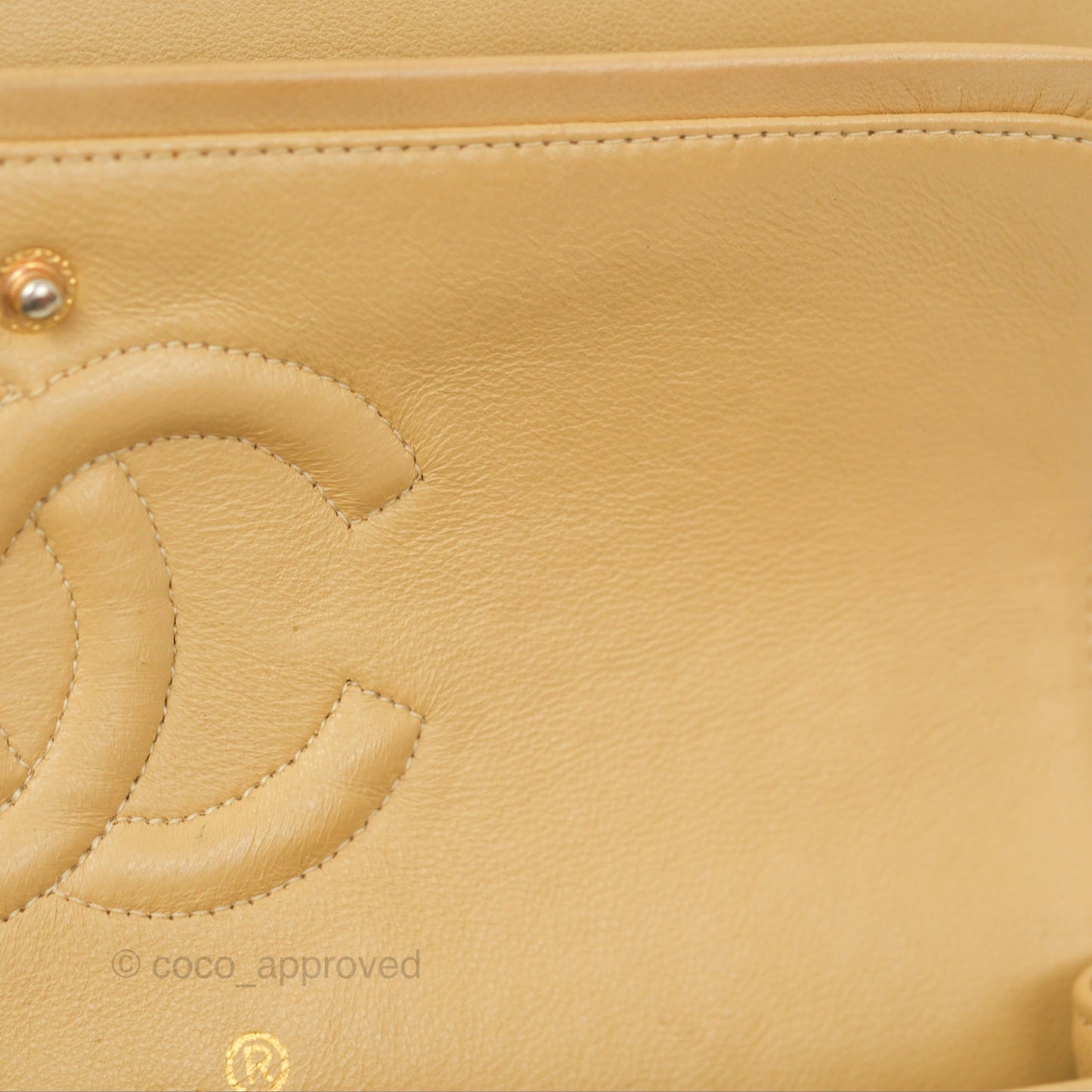 Chanel Vintage Medium Classic Flap Beige Lambskin 24K Gold Hardware