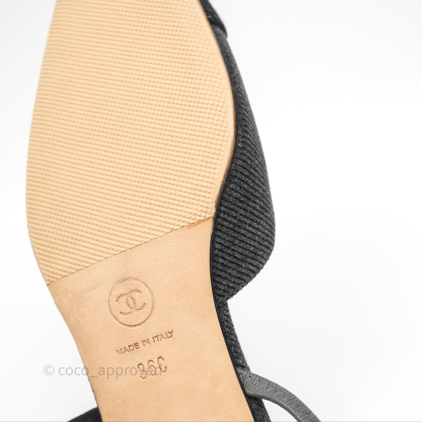Chanel Classic Slingback Black/Grey Tweed Size 36