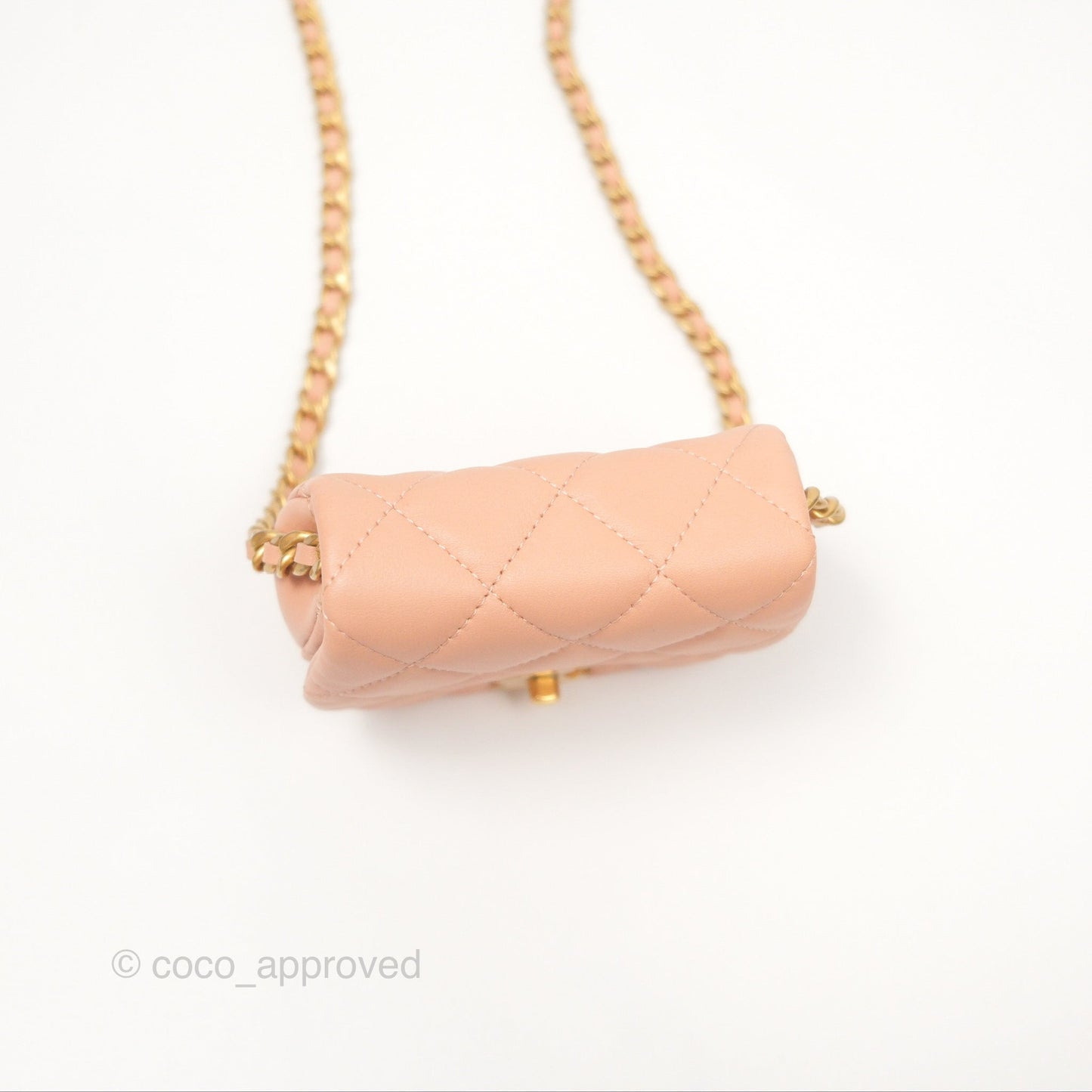 Chanel Mini Clutch with Chain Beige Calfskin Aged Gold Hardware